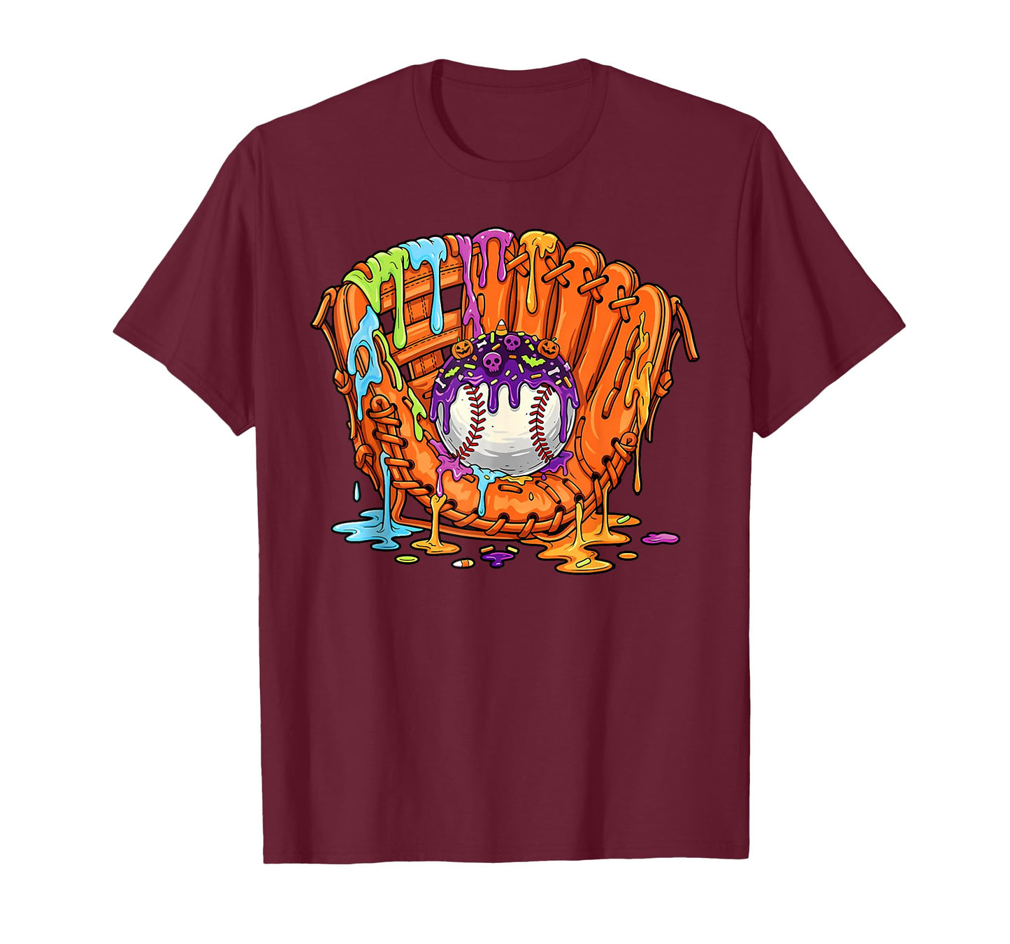 Baseball Glove Halloween Ice Cream Drip Men Boys Kids T-Shirt