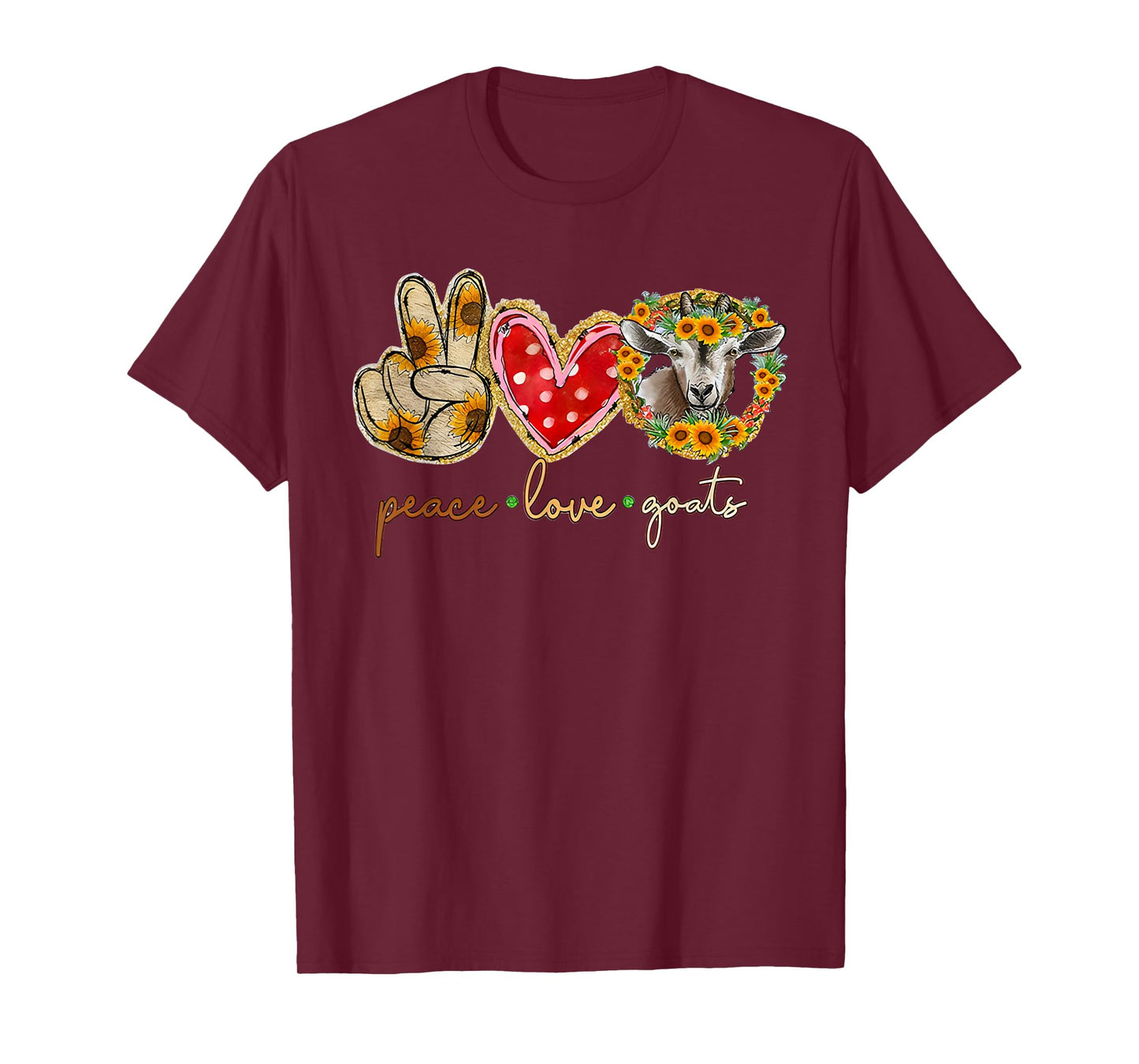 Peace Love Goats Farm Girl Goat Lover T-Shirt