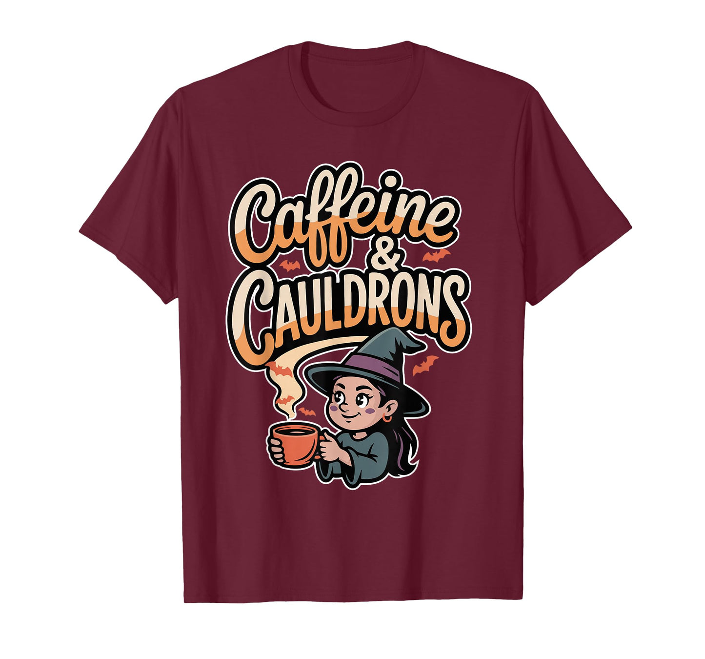 Caffeine and Cauldrons Cute Witch Coffee Halloween Girls T-Shirt