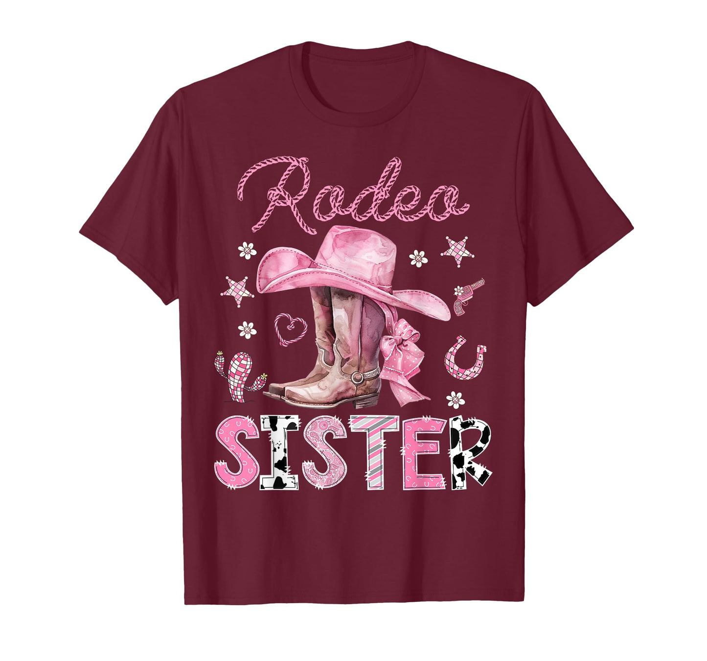 Rodeo Sister Pink Boots Coquette CowGirl 1St Birthday T-Shirt