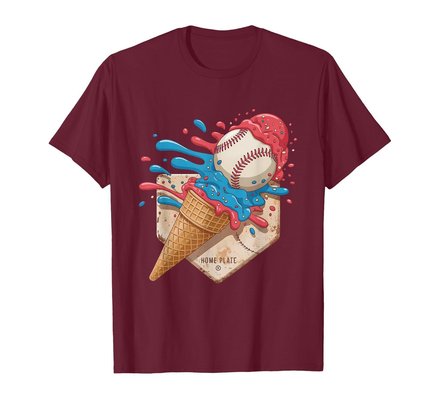 Baseball Home Plate Ice Cream Drip Youth Boys T-Shirt