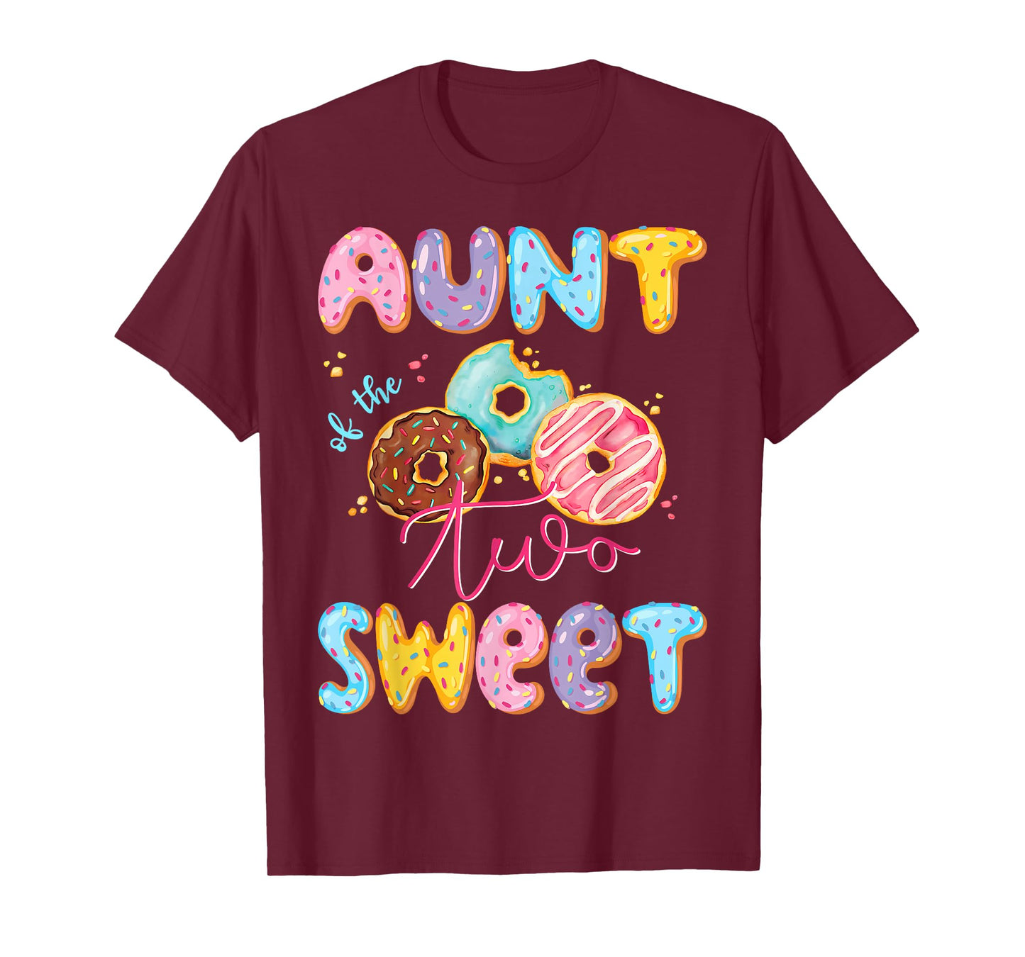 Aunt Of The Two Sweet Donut Matching 2Nd Birthday Girl T-Shirt