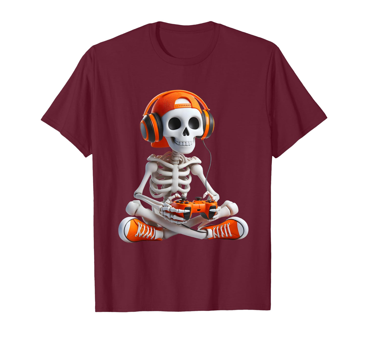 Gaming Skeleton Halloween Gamer Video Games Boys Men Kids T-Shirt