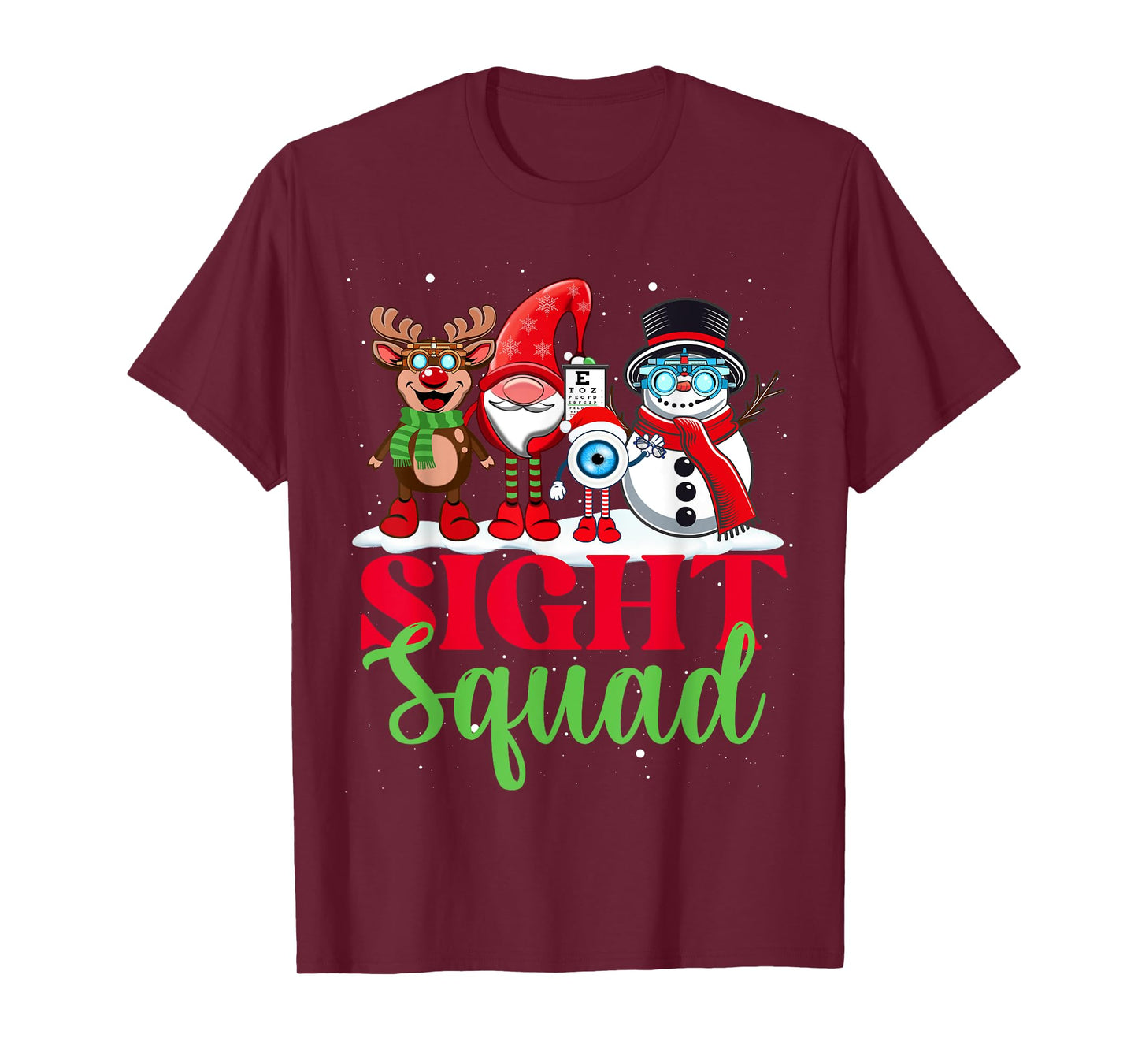 Sight Squad Reindeer Gnome Santa Funny Christmas Optometrist T-Shirt
