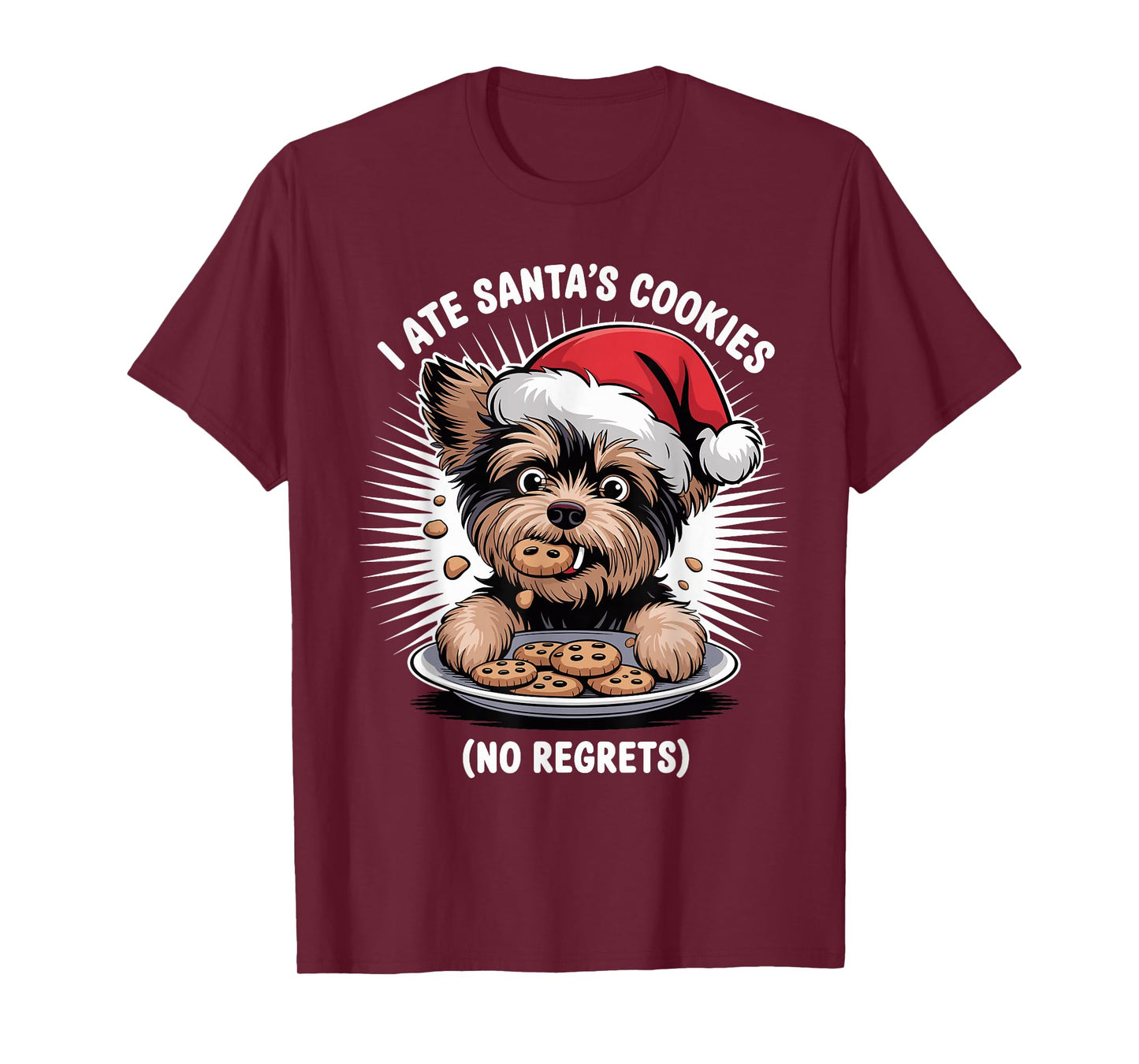 I Ate Santas Cookies Xmas Puppy Funny Christmas Yorkiepoo T-Shirt