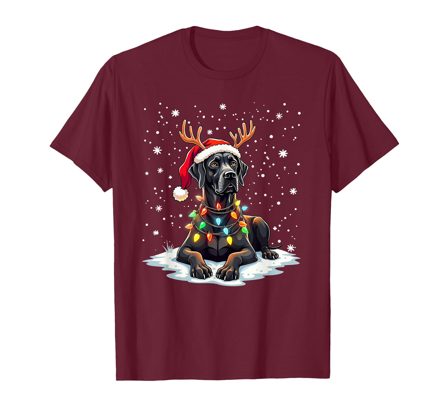 Black Lab Labrador Dog Christmas Tree Xmas Pajama Santa Hat T-Shirt