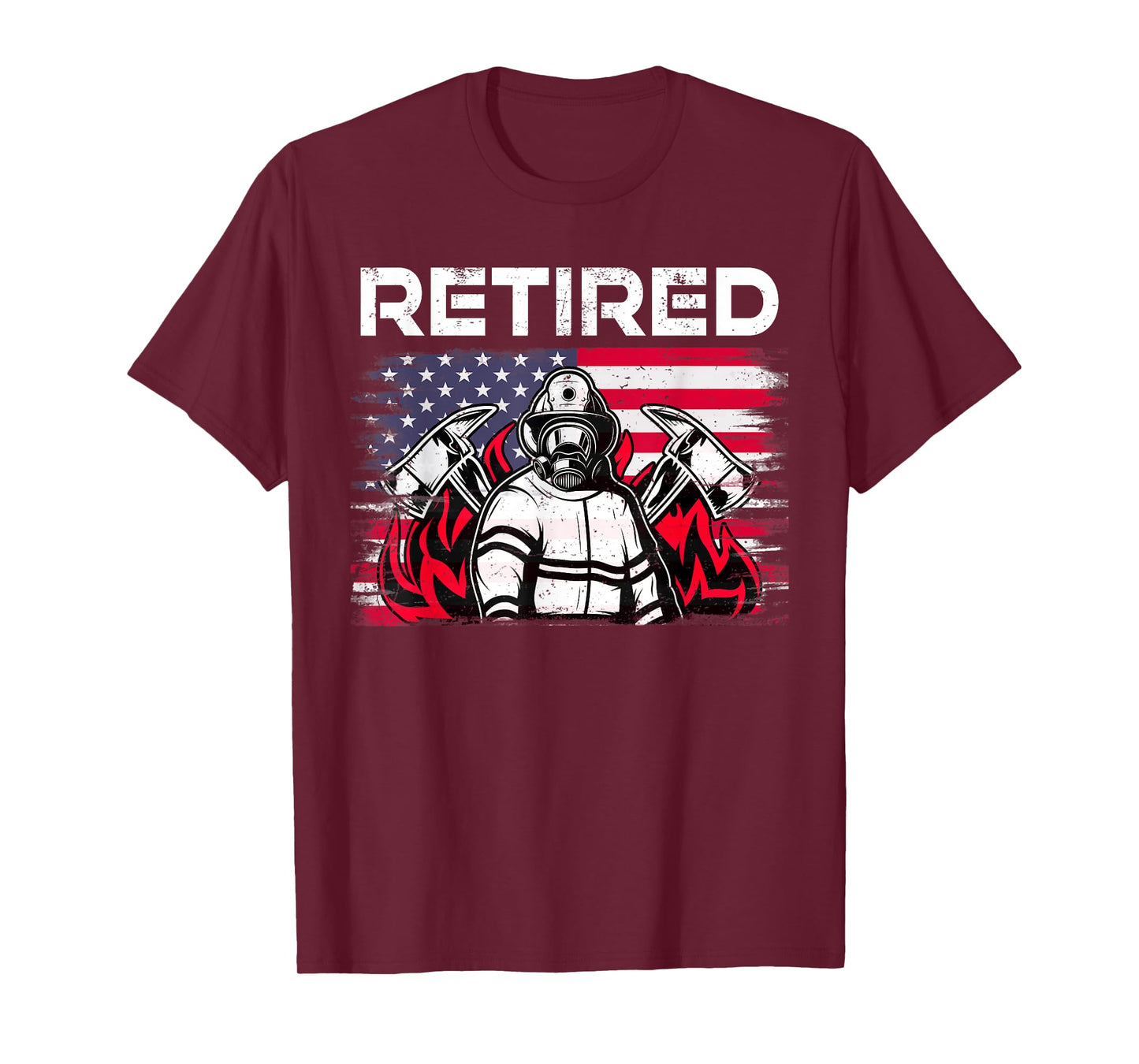 Retired Firefighter Retirement USA Flag Thin Red Line Men T-Shirt