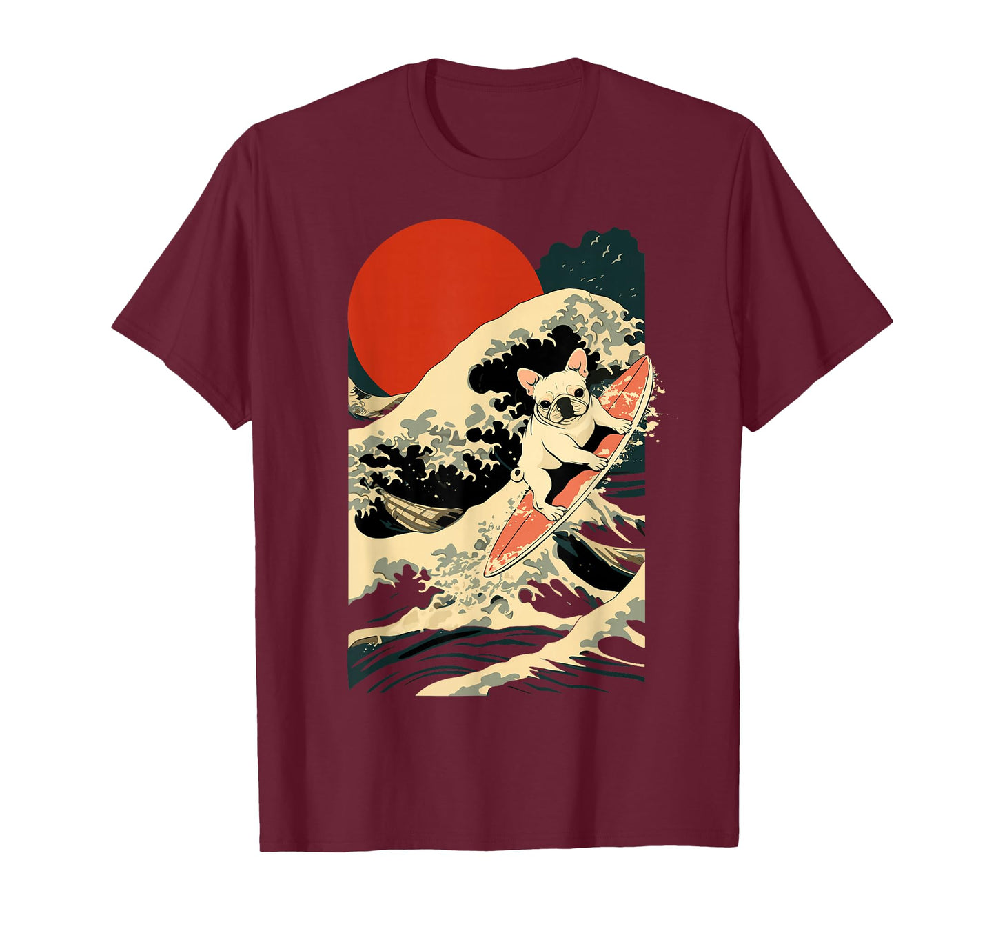 French Bulldog Surfing Japanese T-Shirt