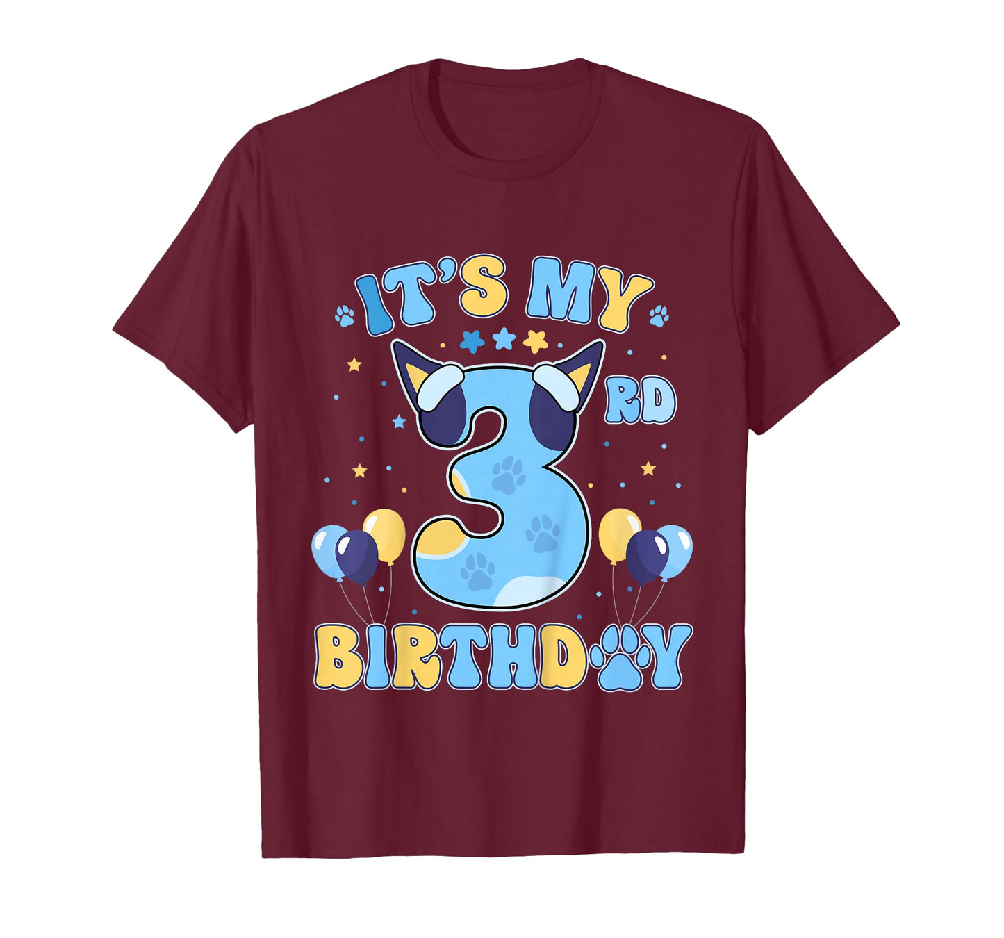 Kids Its My 3rd Birthday Boy Blue Dog Theme Party Cool 3 Year Old T-Shirt