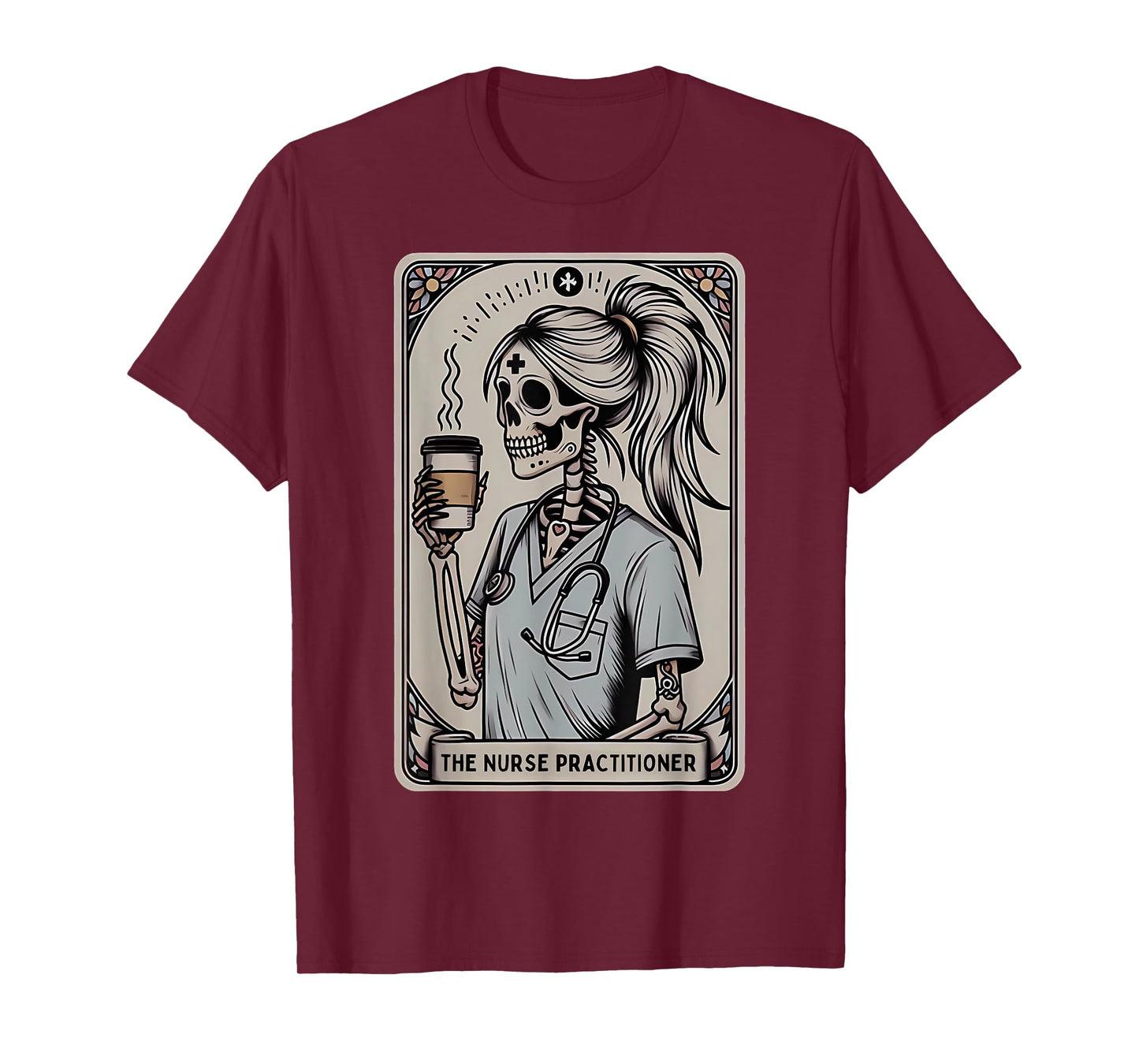 Nurse Practitioner Tarot Card Skeleton Halloween Witch Vibes T-Shirt