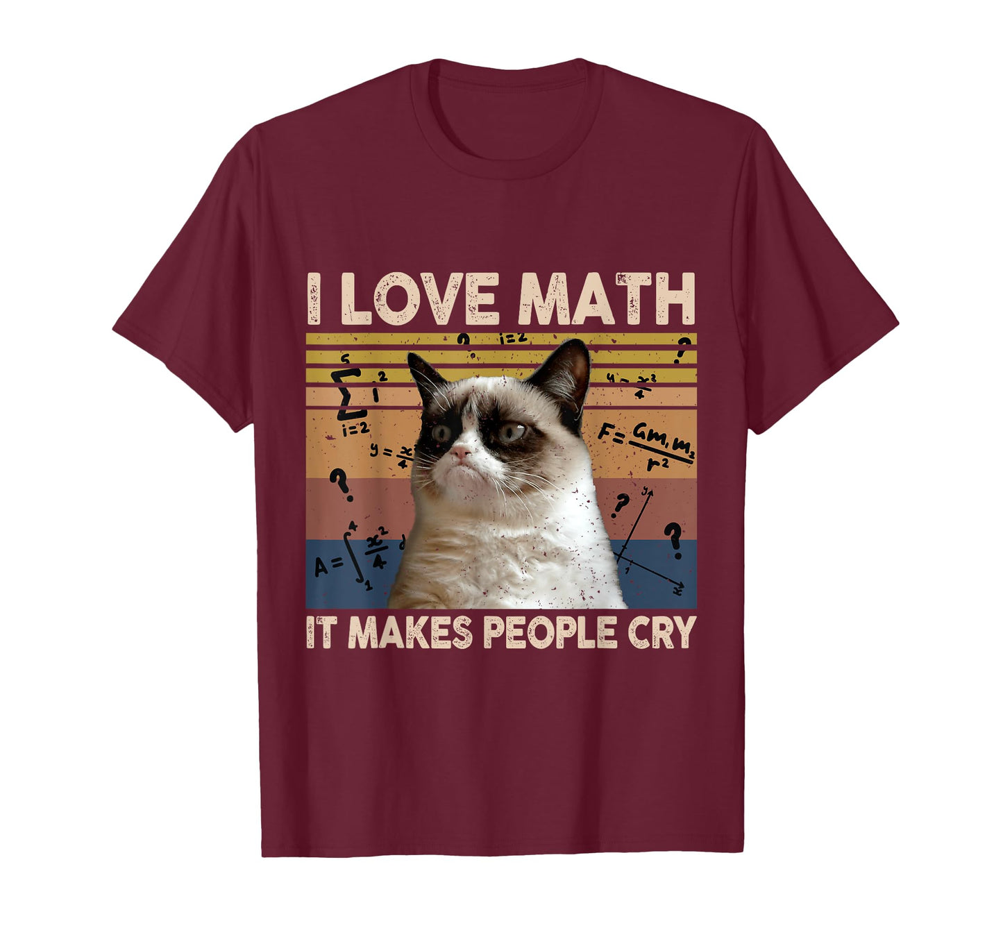 I Love Math It Makes People Cry Cat Lover T-Shirt for Men Women