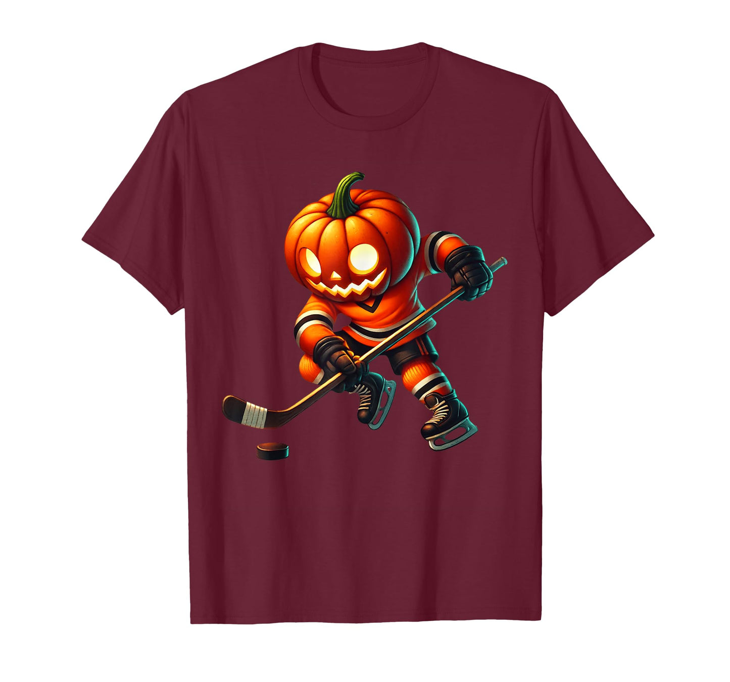 Ice Hockey Pumpkin Face Halloween Costume Men Boys Kids T-Shirt