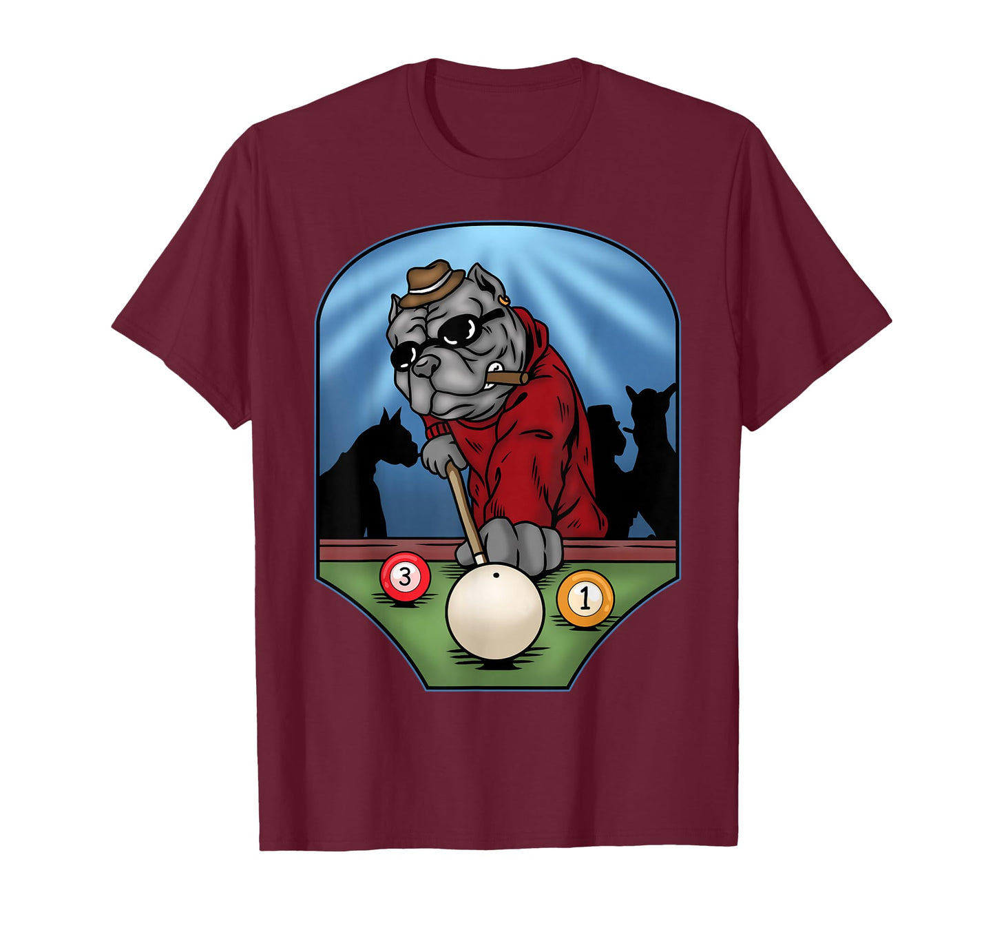 Funny Billiard Pool Player American Bully Dog Billiards T-Shirt