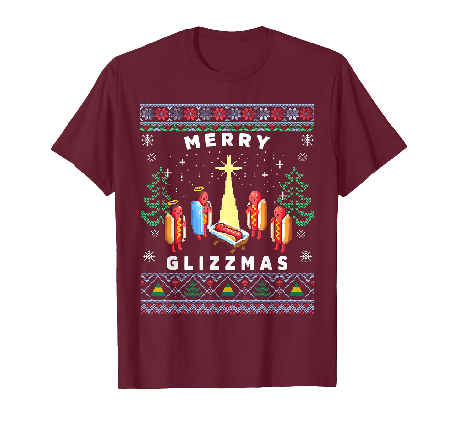Merry Glizzmas Funny Ugly Christmas Sweater Glizzy Hotdog T-Shirt