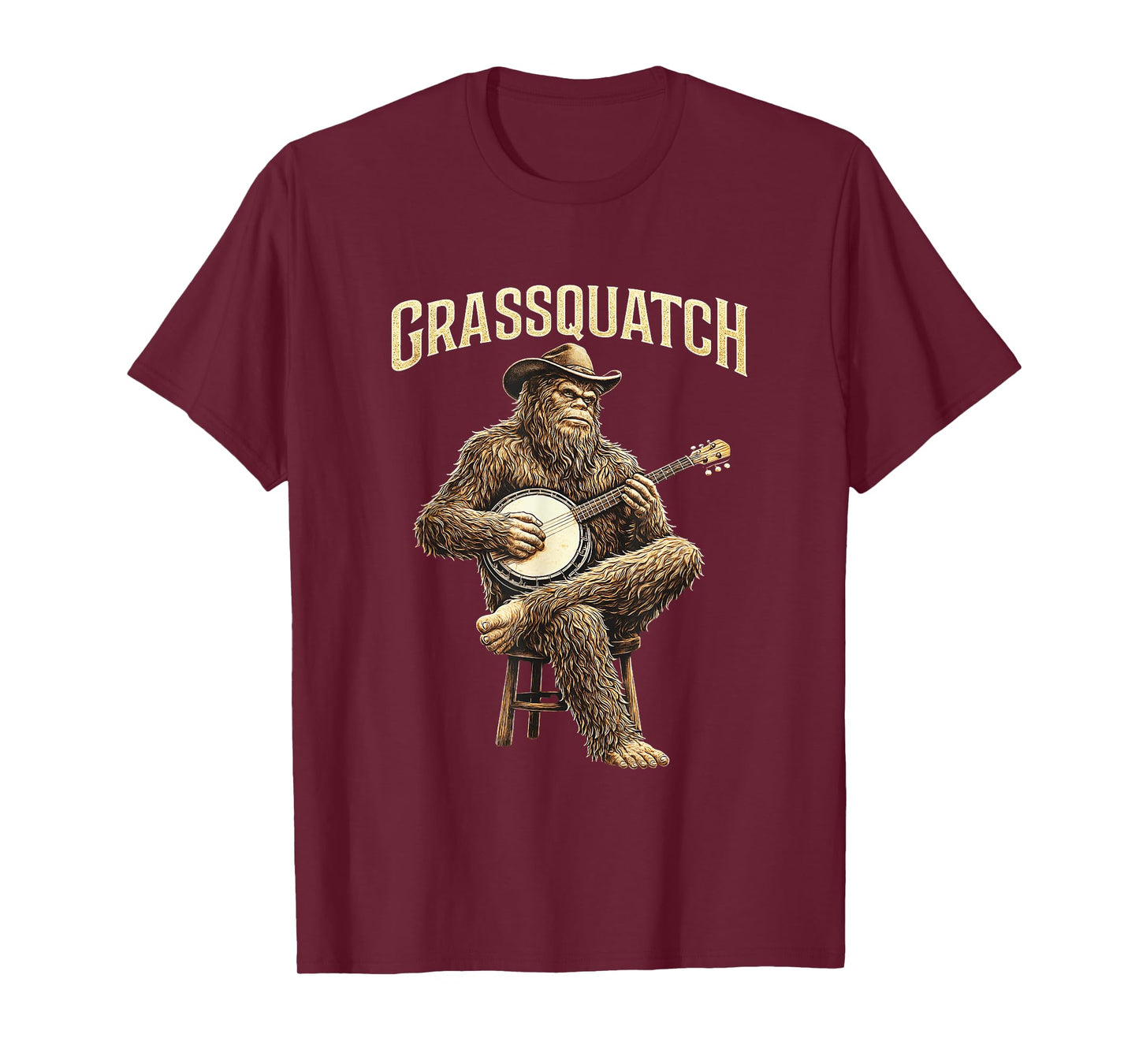 Bigfoot Grassquatch Banjo Player Bluegrass Music Banjoist T-Shirt