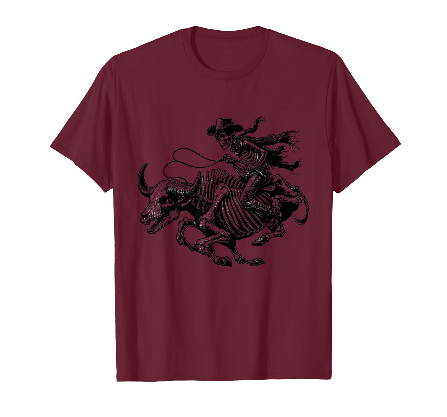 Rustic Skeleton Cowboy Buffalo Western Gothic Dark Grunge T-Shirt