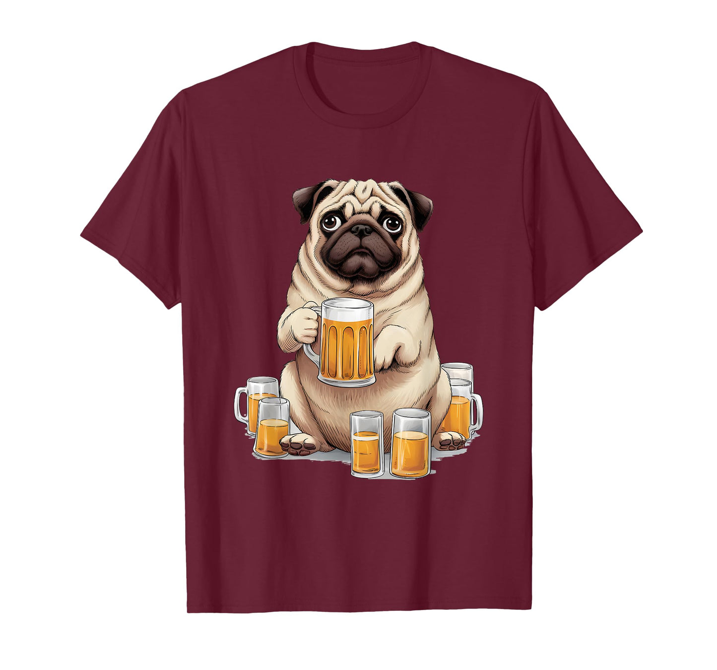Pug Drinking Beer - Funny Beer Drinking Dog Lover Men Women T-Shirt