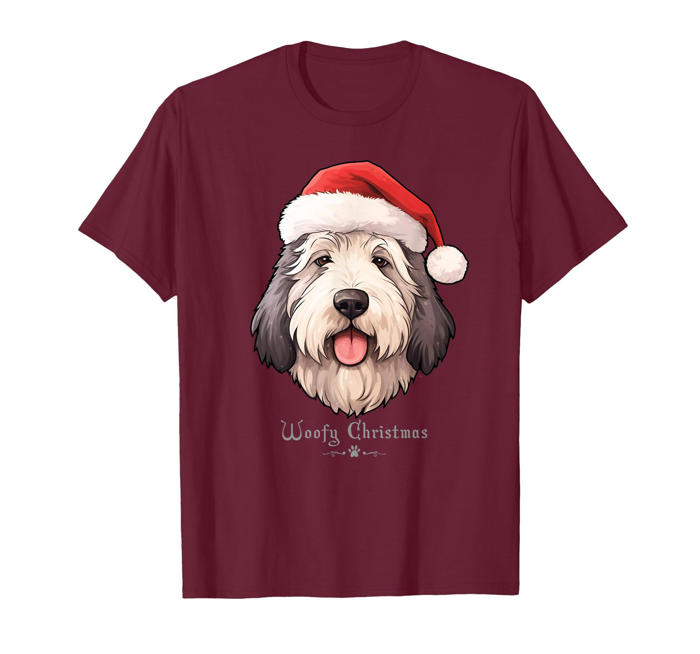Old English Sheepdog Funny Woofy Christmas Simple Design T-Shirt