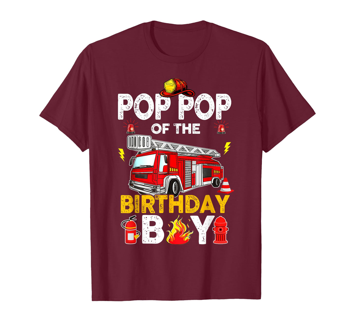 Pop Pop Of The Birthday Boy Fire Truck Firefighter Party T-Shirt
