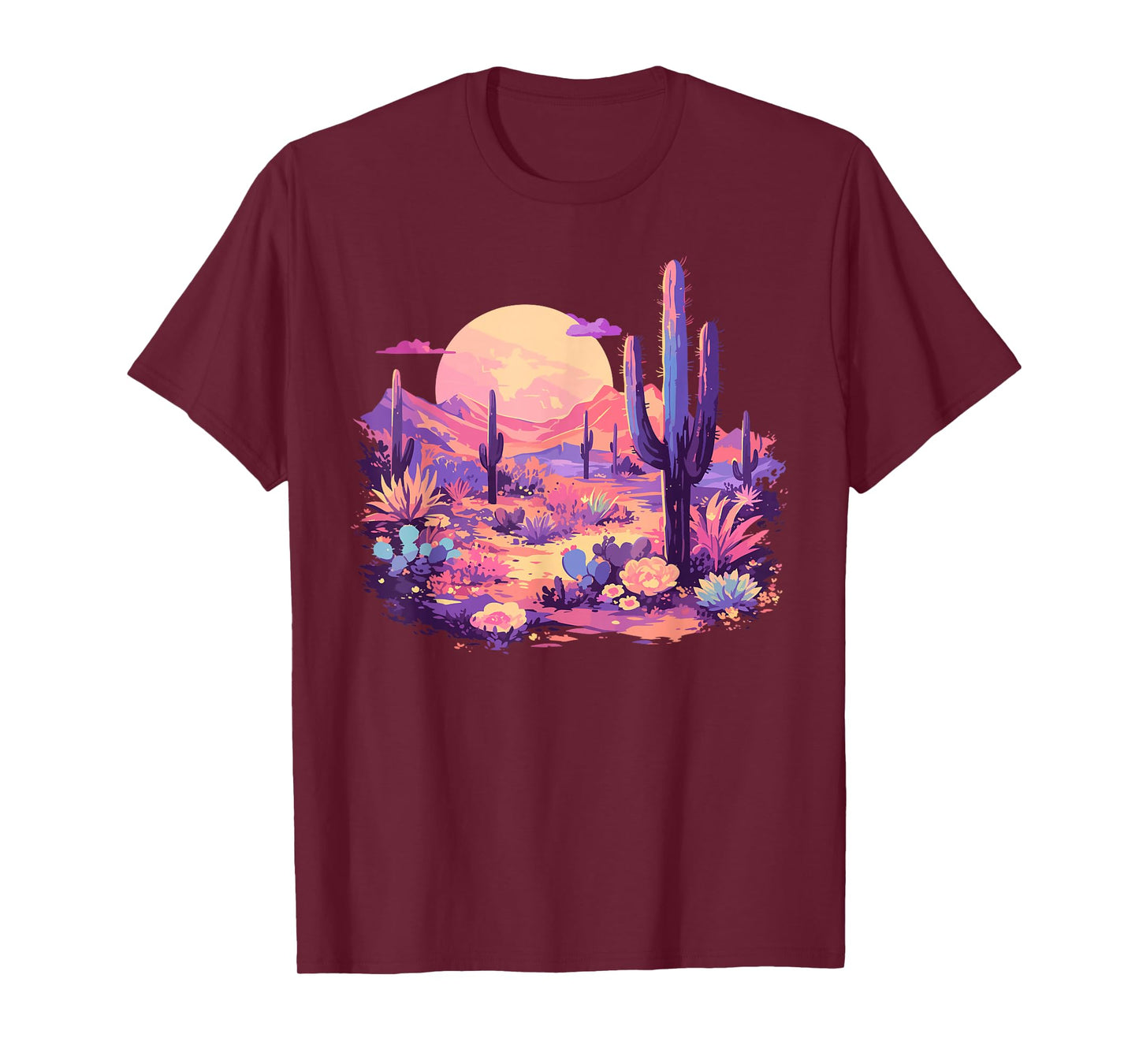 Saguaro Cactus Arizona Desert Cute Moon Pastel Purple Pink T-Shirt