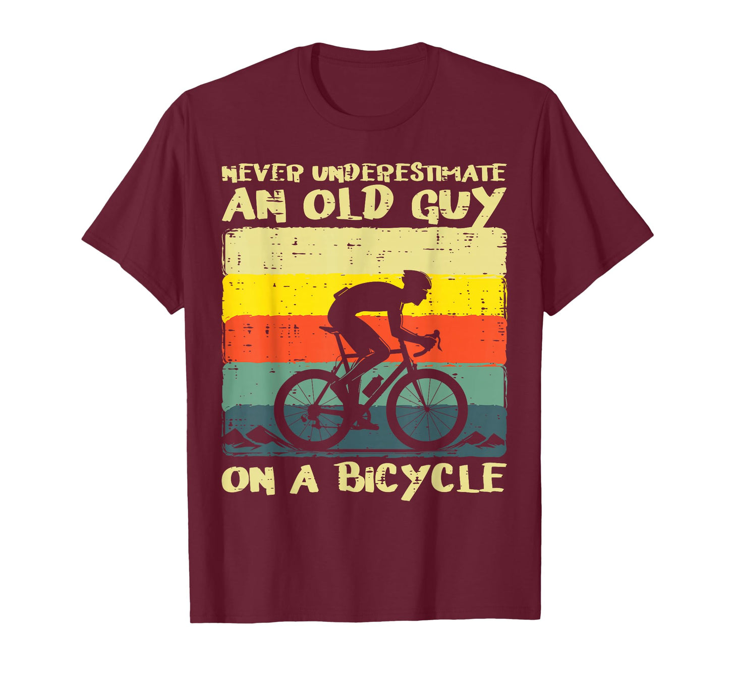 Never Underestimate Old Guy Bicycle Funny Cyclist Dad Men T-Shirt