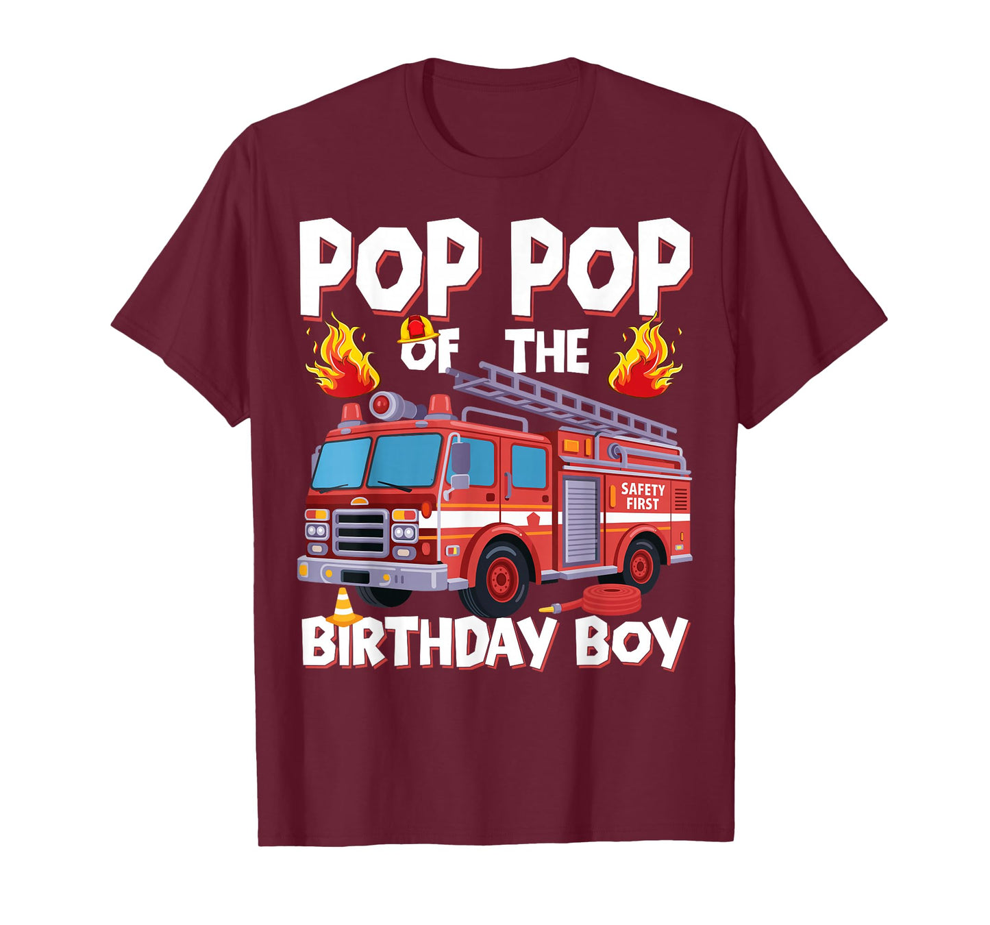 Pop Pop of The Birthday Boy Fire Truck Firefighter Pop Bday T-Shirt