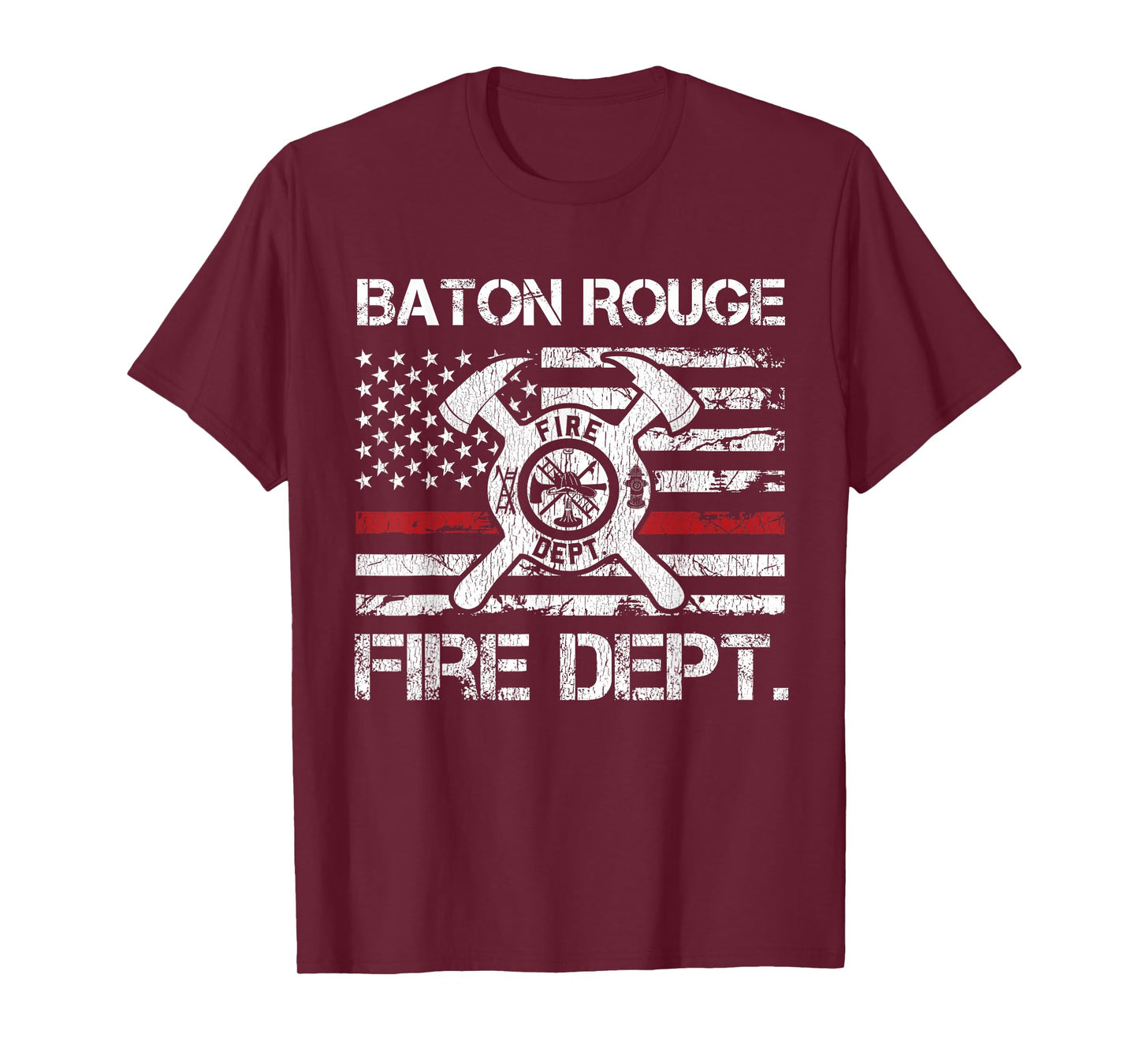 Baton Rouge Louisiana Fire Department Thin Red Line Logo T-Shirt