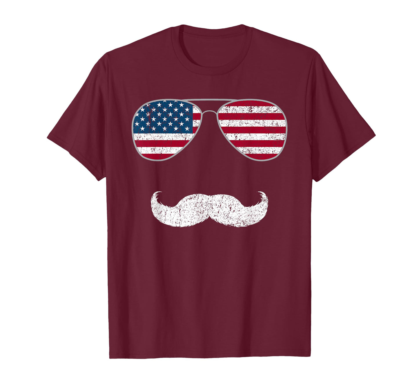 American Flag Sunglasses Mustache Novelty T-shirt T-Shirt