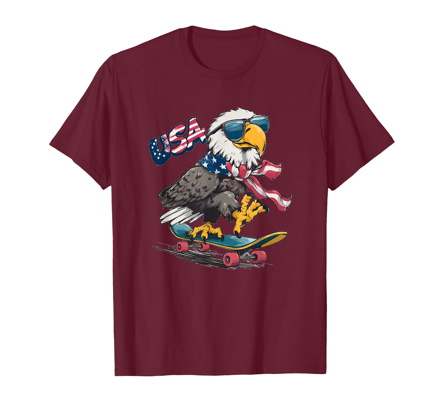 Patriotic Skateboard Costume with USA and Eagle T-Shirt