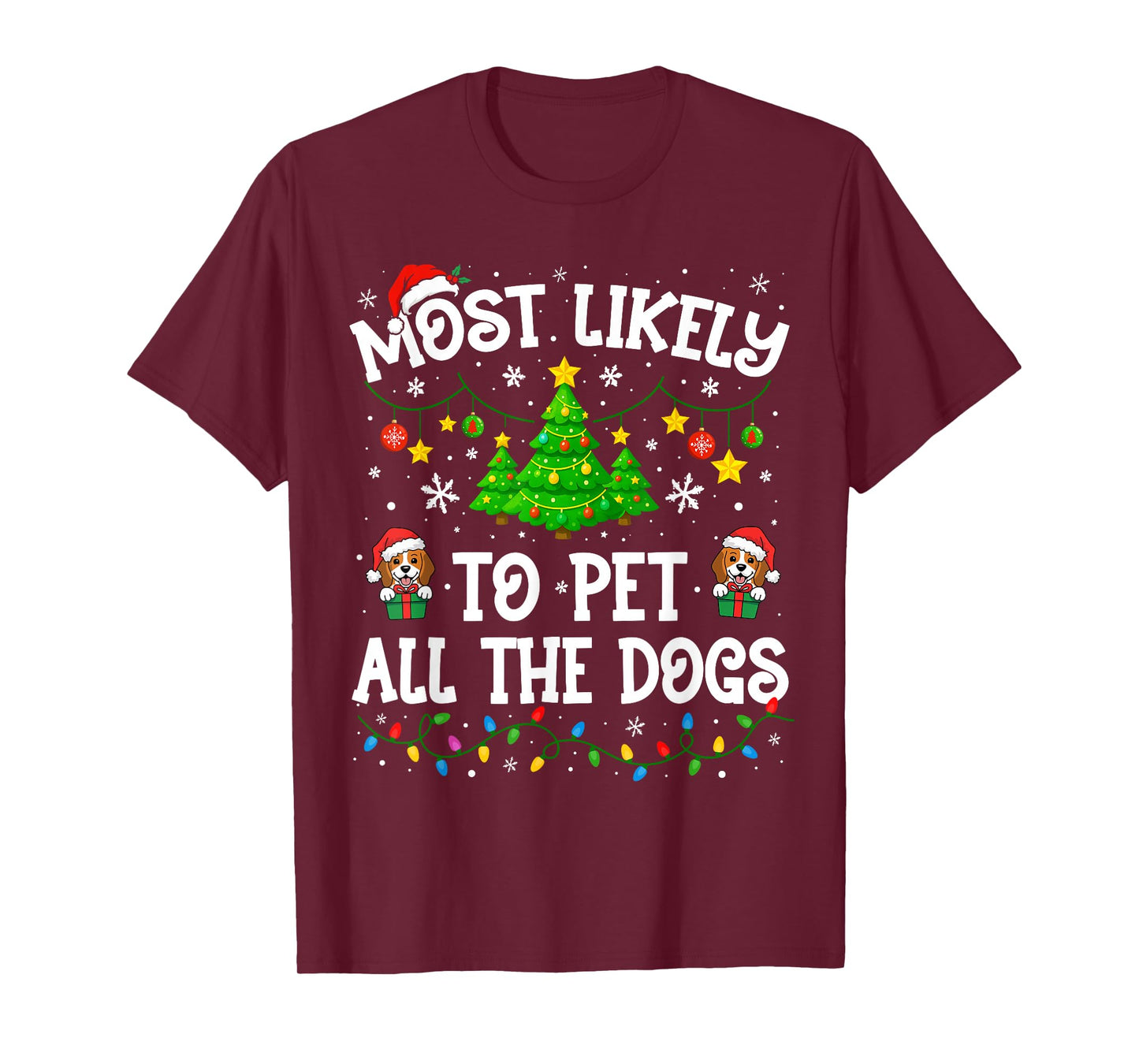 Most Likely to Pet All The Dogs Christmas Family Matching T-Shirt
