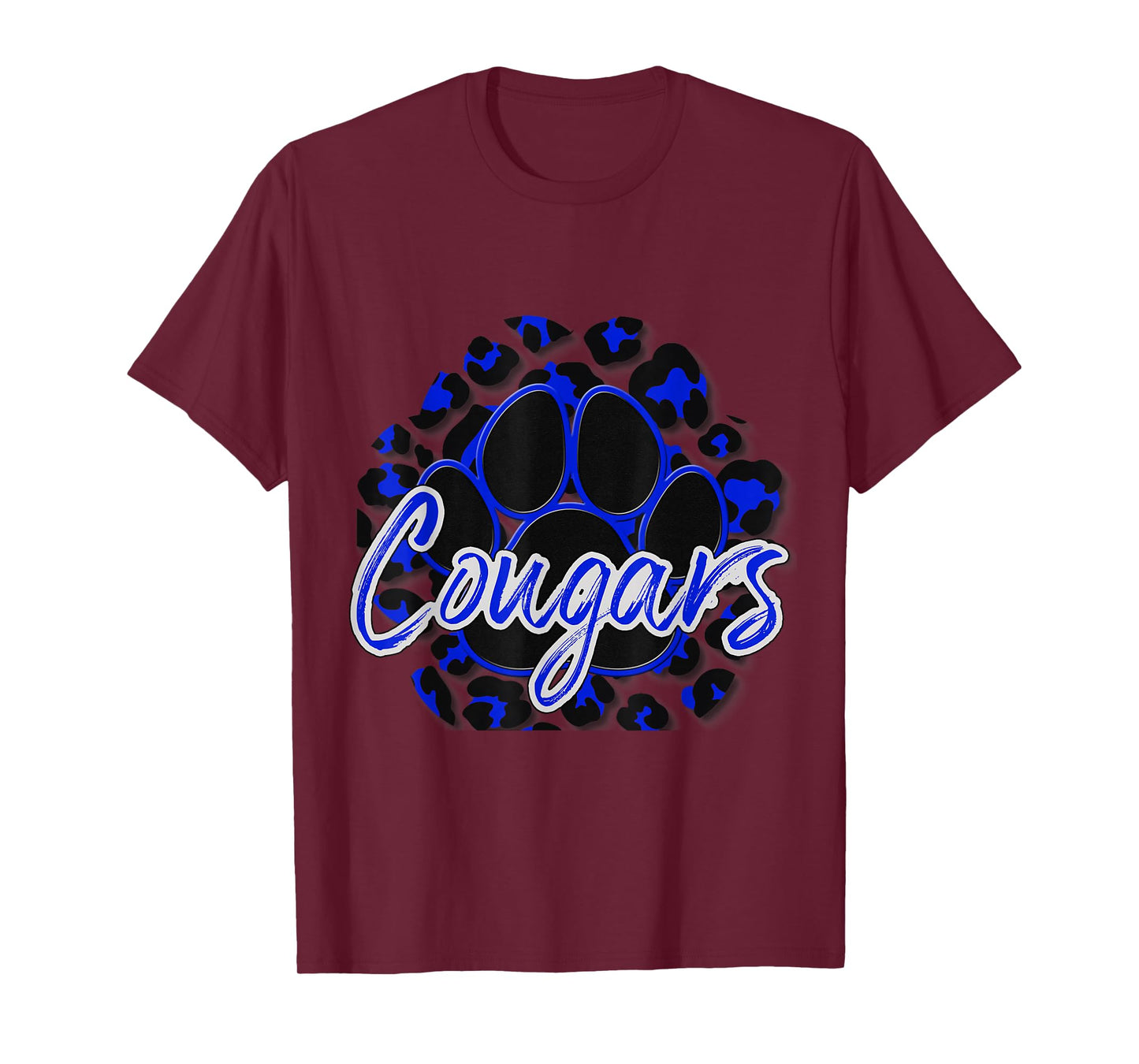 Cougar Blue Black Cheetah School Sports Fan Team Spirit T-Shirt