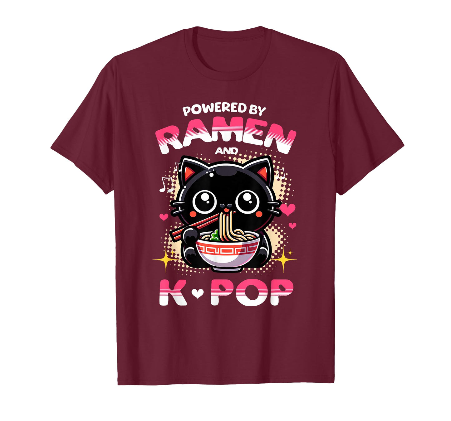 Powered by Ramen and K Pop Funny Anime Korean Music Manga T-Shirt