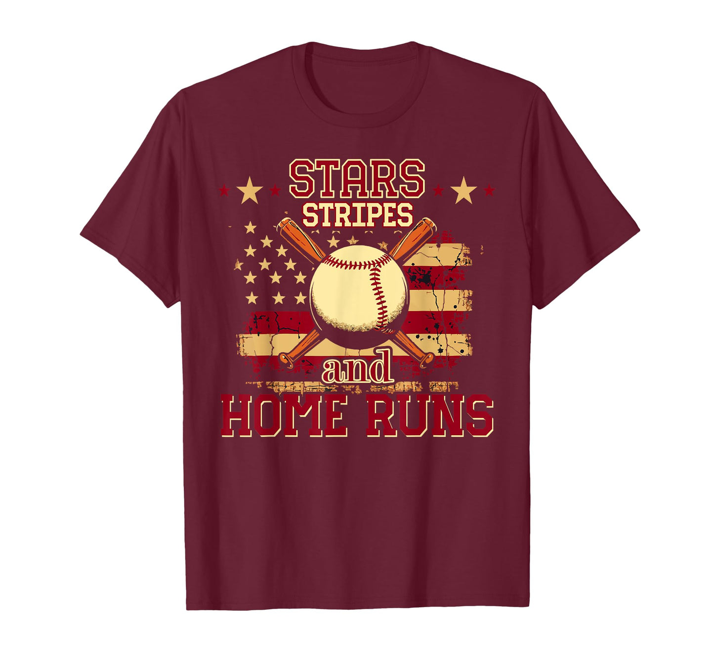 Retro Vintage Baseball tee. Stars, Stripes, and Home Runs T-Shirt