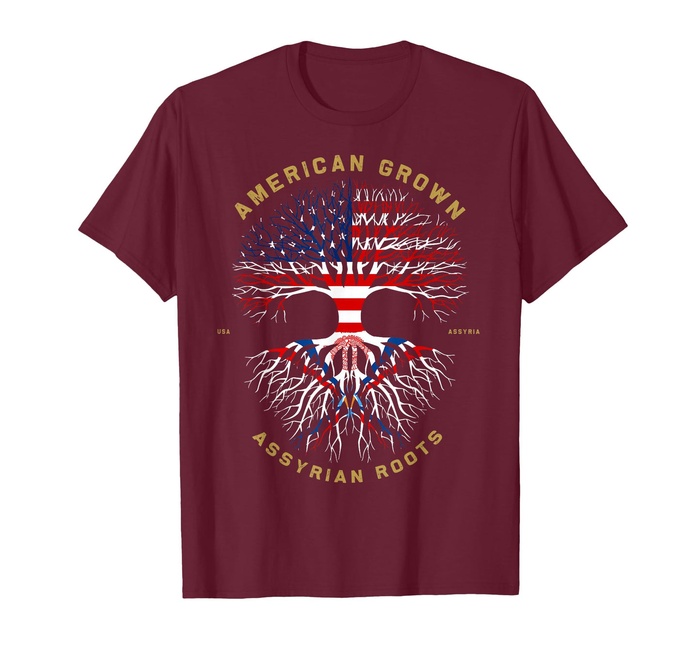 American Grown With Assyrian Roots Tree USA Flag Gifts Idea T-Shirt