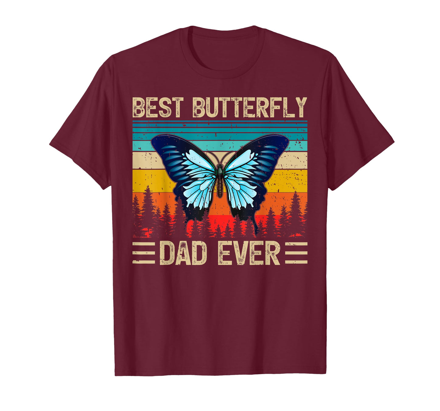 Mens Butterfly Vintage Funny Best Butterfly Dad Ever Father's Day T-Shirt
