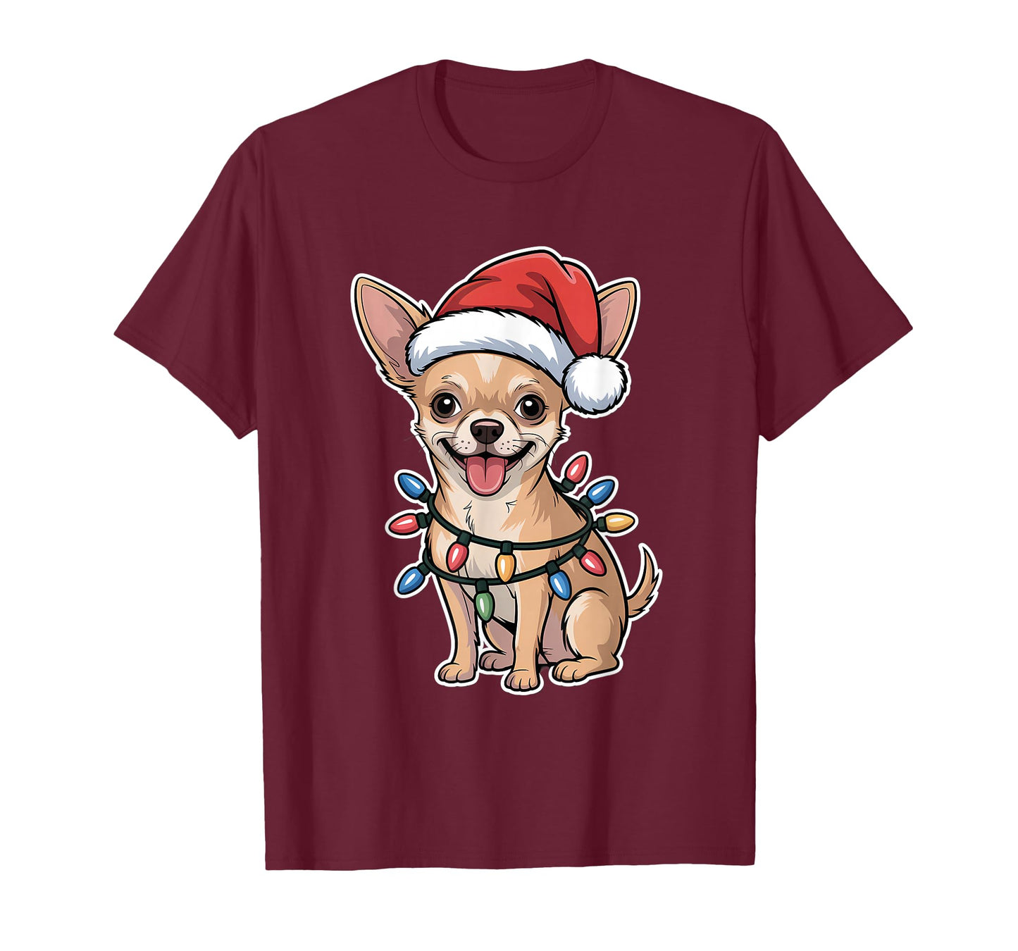 Chihuahua Wrapped in Christmas Lights T-Shirt