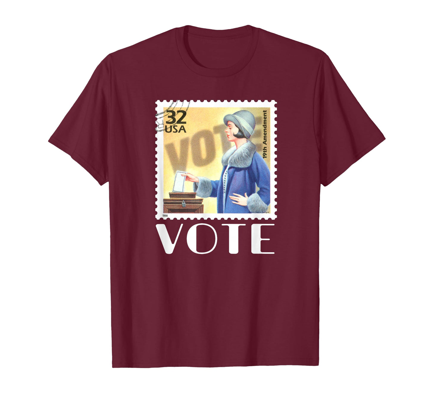 Retro 19th Amendment Stamp Women's Rights VOTE T-Shirt