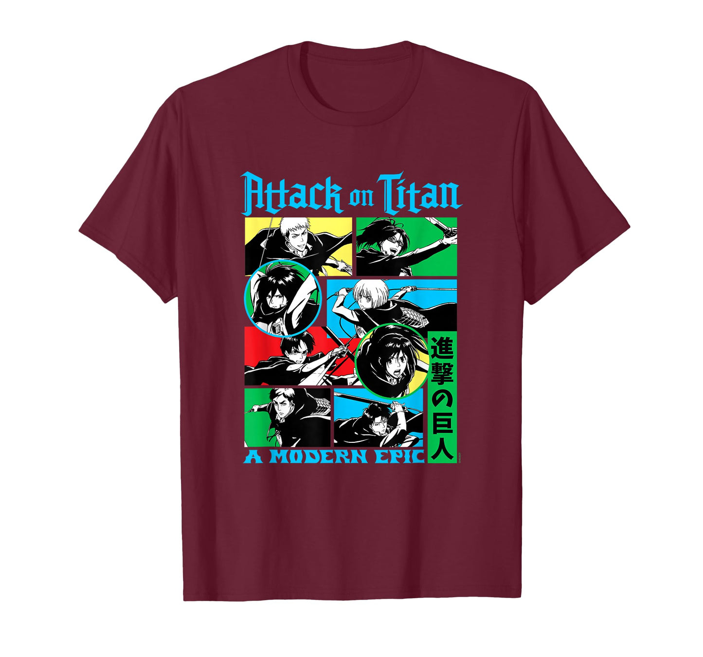 Attack on Titan Character Frame Collage Colorful AOT Anime T-Shirt