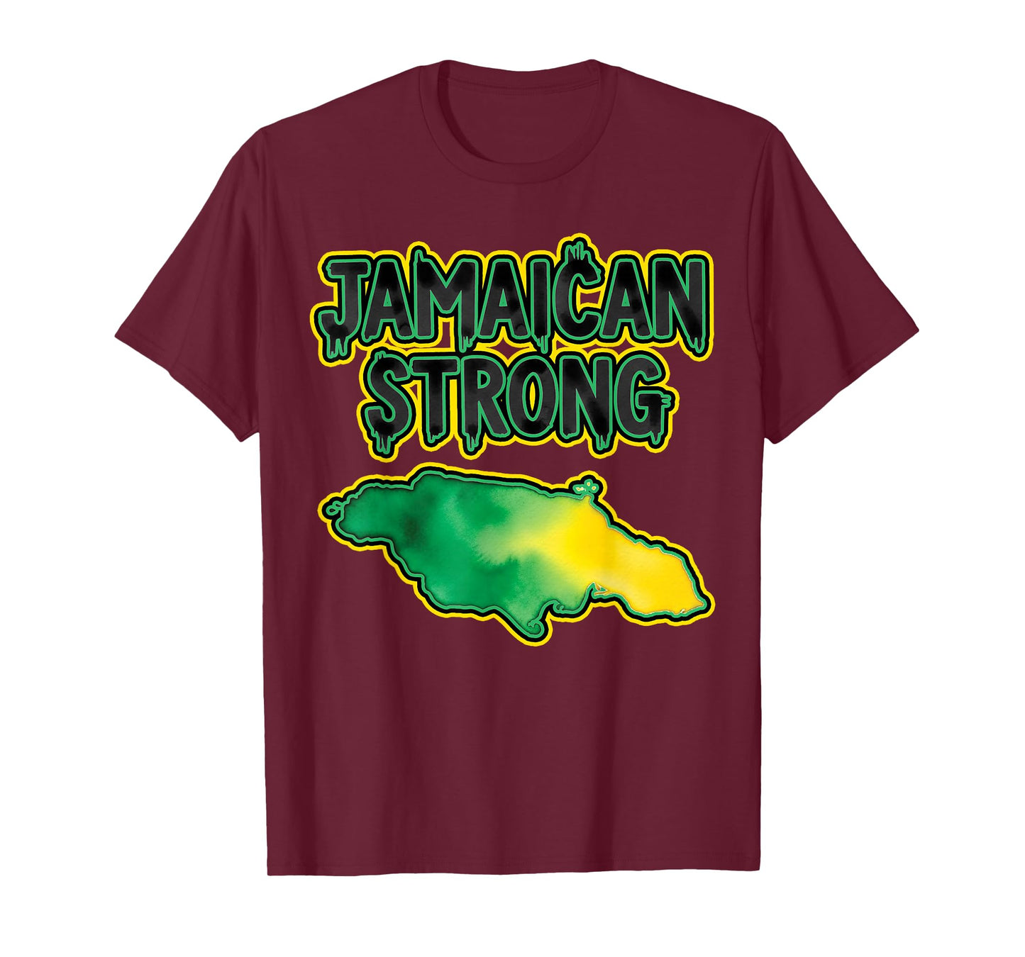 Jamaica Strong Shirt Watercolor Style Country Map Design T-Shirt