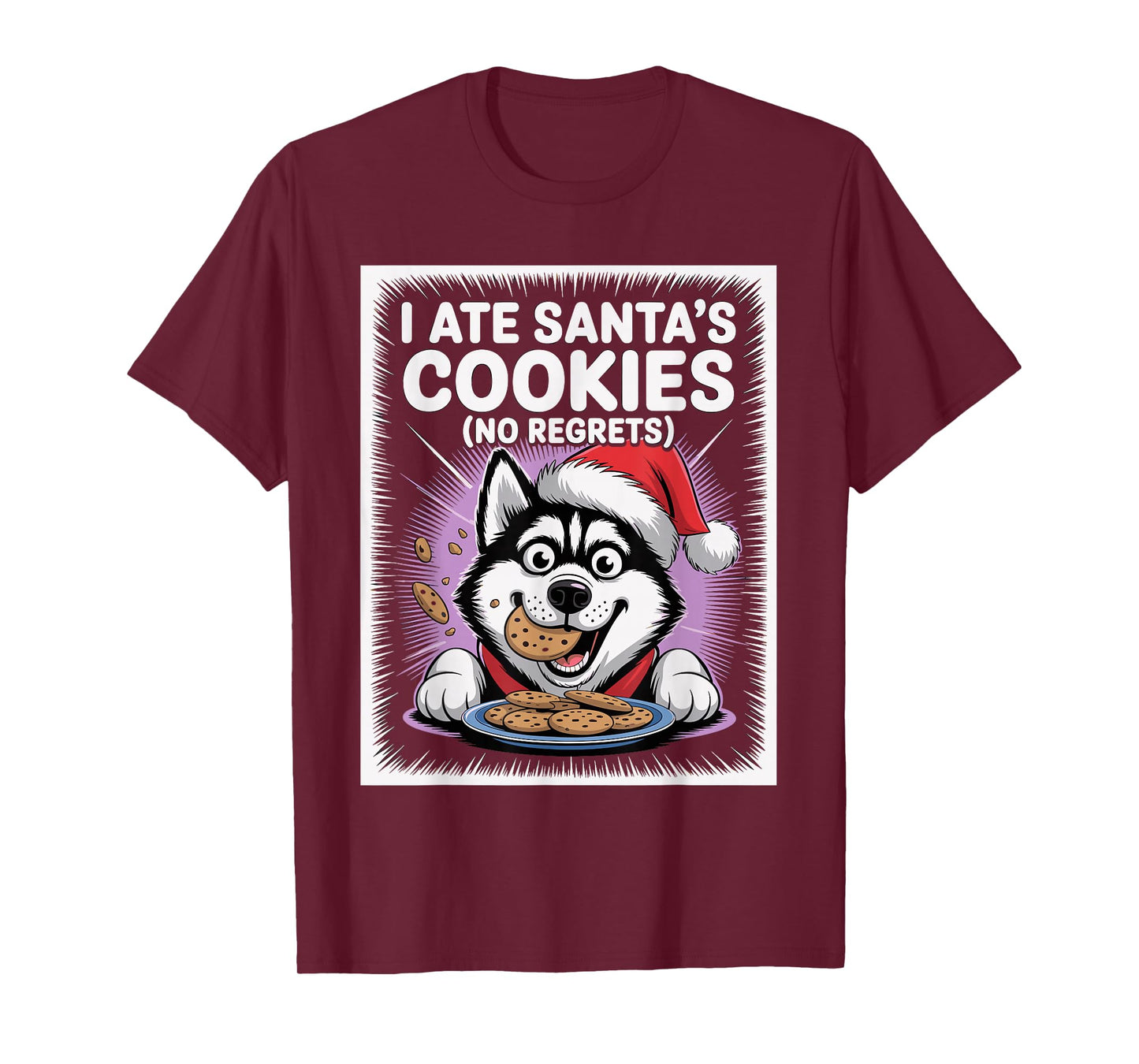 I Ate Santas Cookies Puppy Funny Christmas Siberian Husky T-Shirt