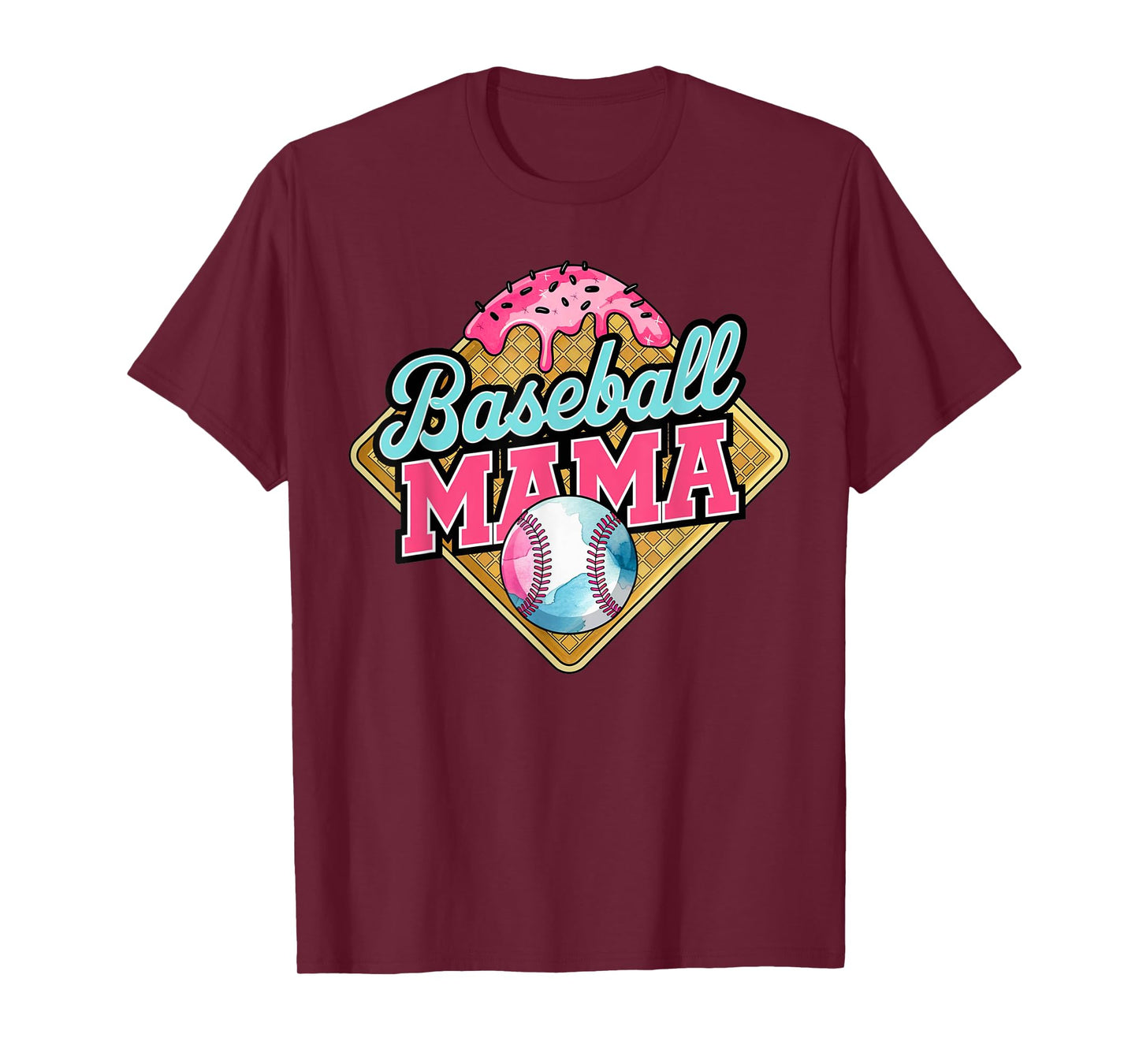Baseball Mama Home Plate Ice Cream Drip Mother's day Funny T-Shirt