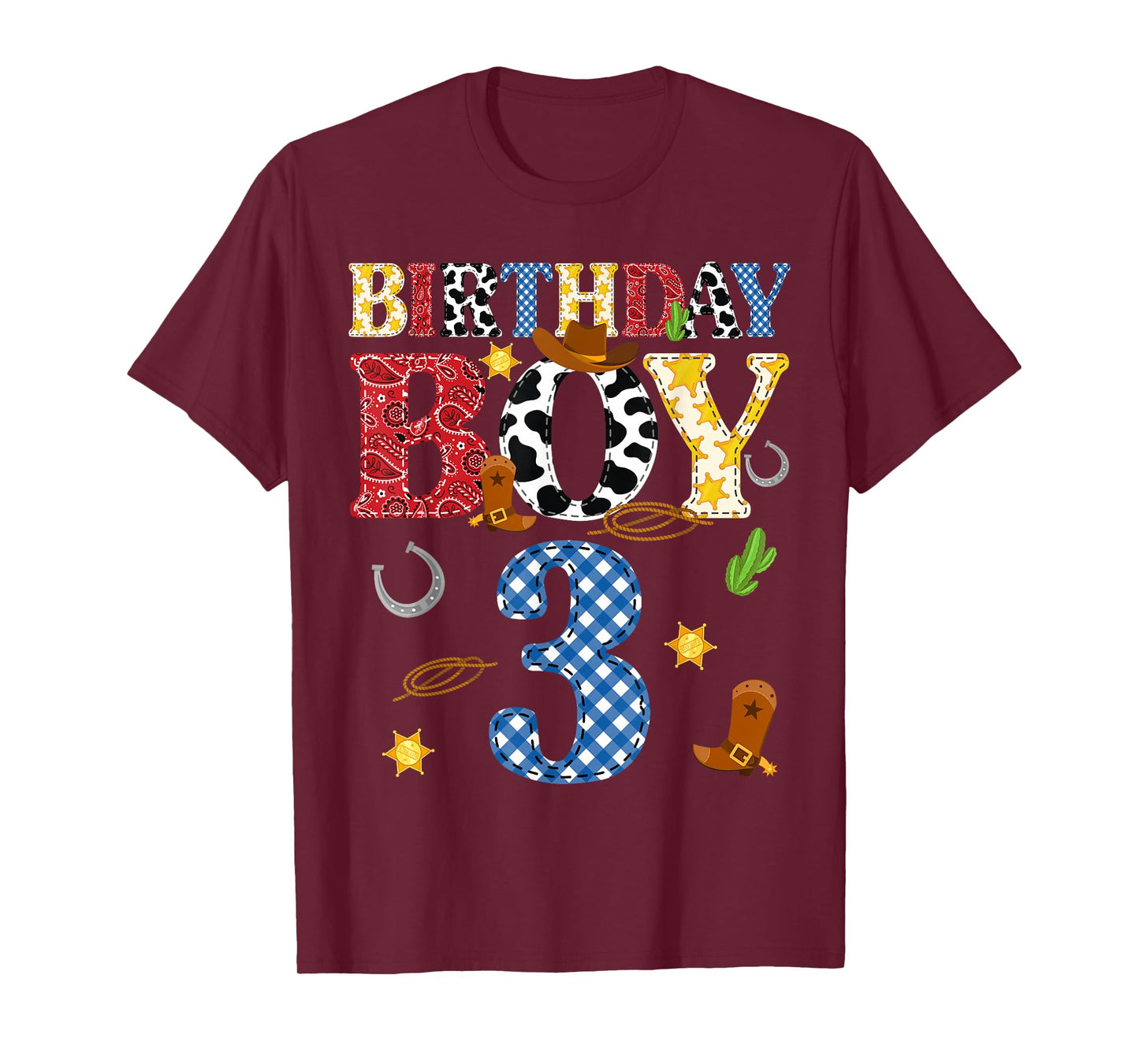 3 Years Old Western Rodeo Cowboy 3rd Birthday Boy Kid T-Shirt