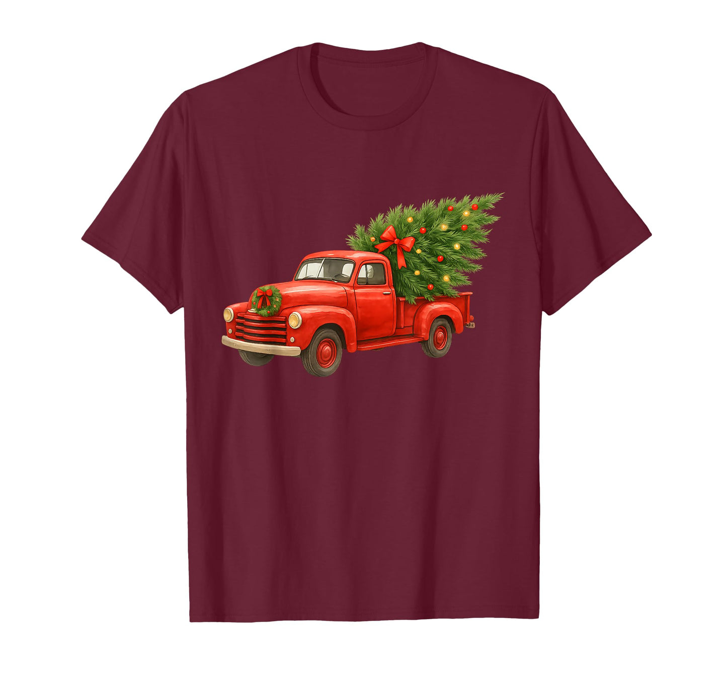 Vintage Red Truck Christmas Tree Winter Season T-Shirt