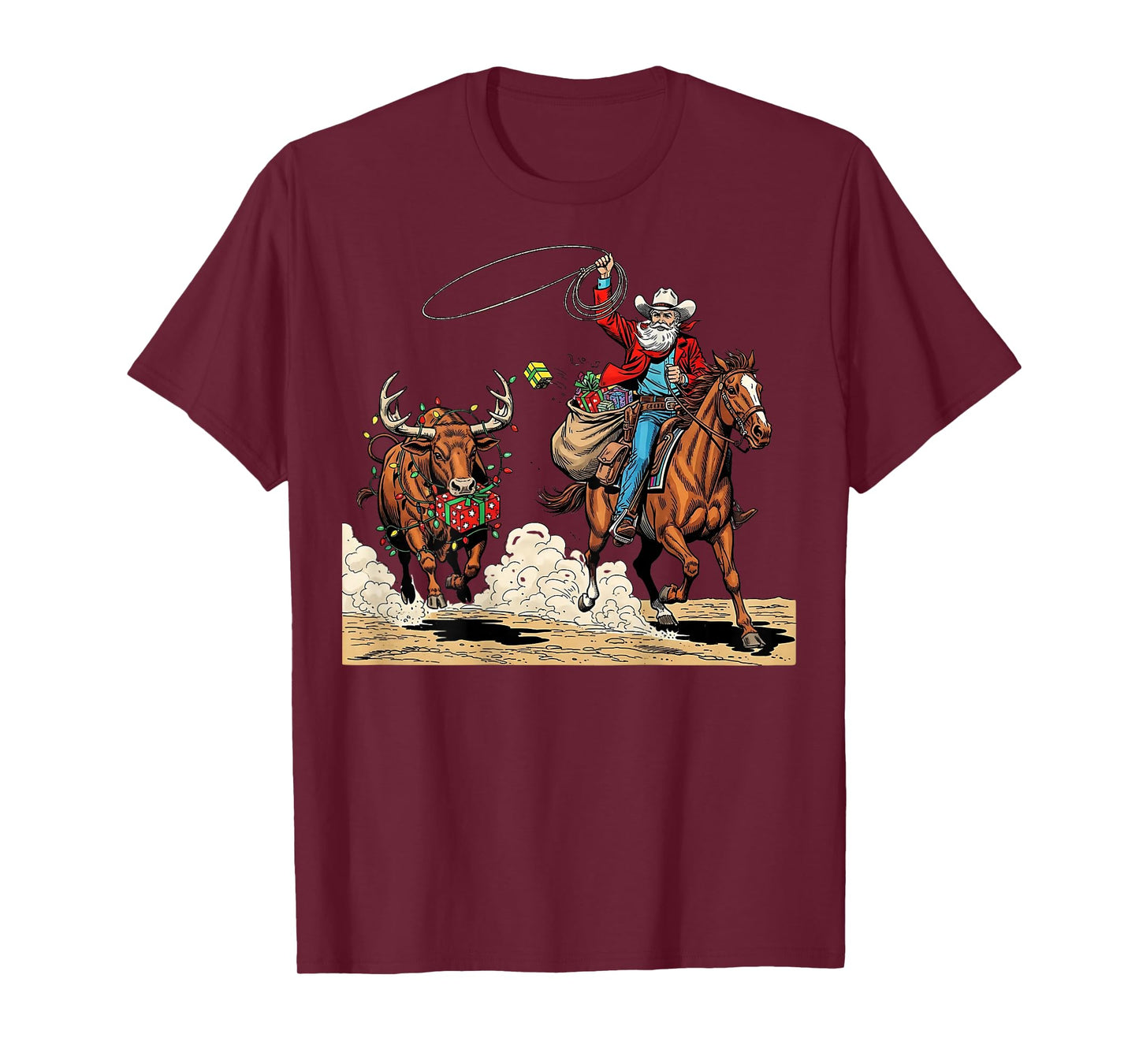Funny Cowboy Santa Christmas Holiday Western Style Gifts T-Shirt