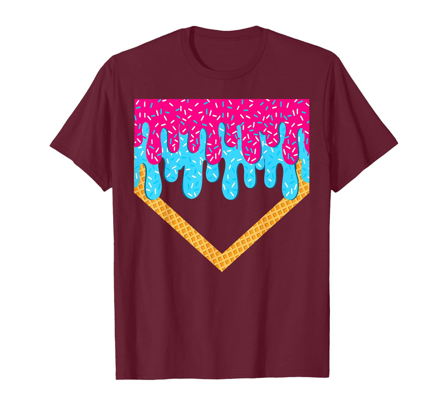 Baseball Drip Boys Home Plate Ice Cream Sprinkles Sport Fans T-Shirt