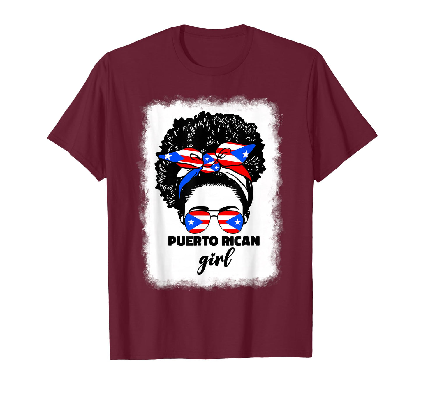 Black Afro Puerto Rican Girl Woman Girls Puerto Rico PR Flag T-Shirt