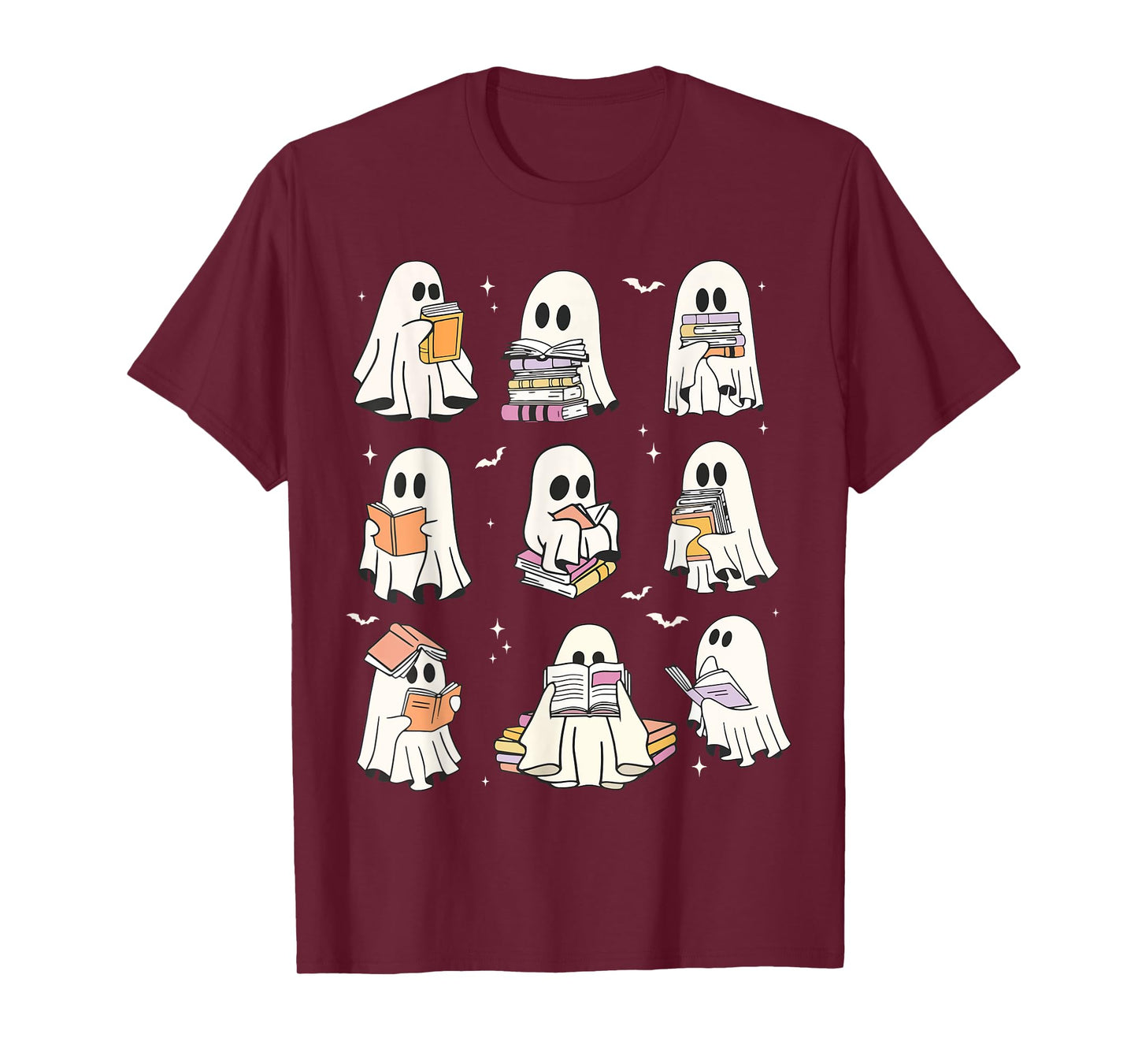 Cute Ghost Reading Book Lovers Halloween Funny Ghost Book T-Shirt