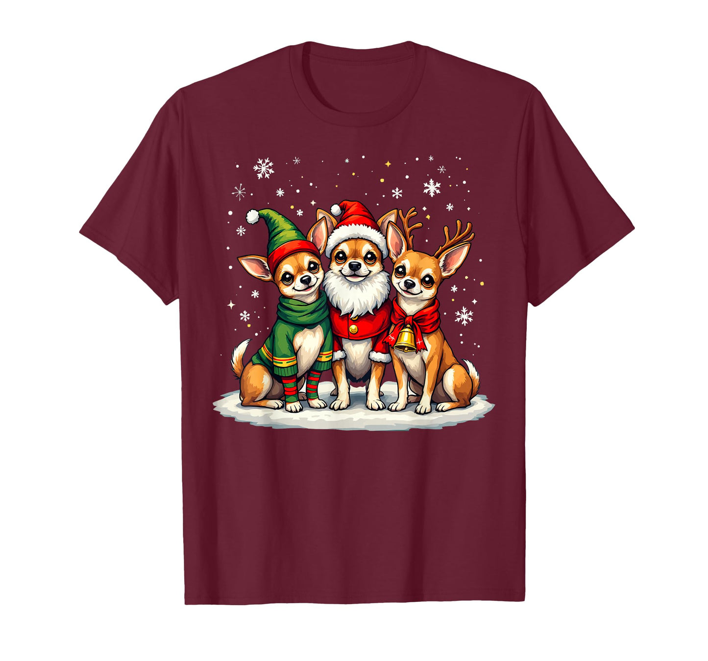 Chihuahua Christmas Dogs Funny Santa Reindeer Elf Holiday T-Shirt
