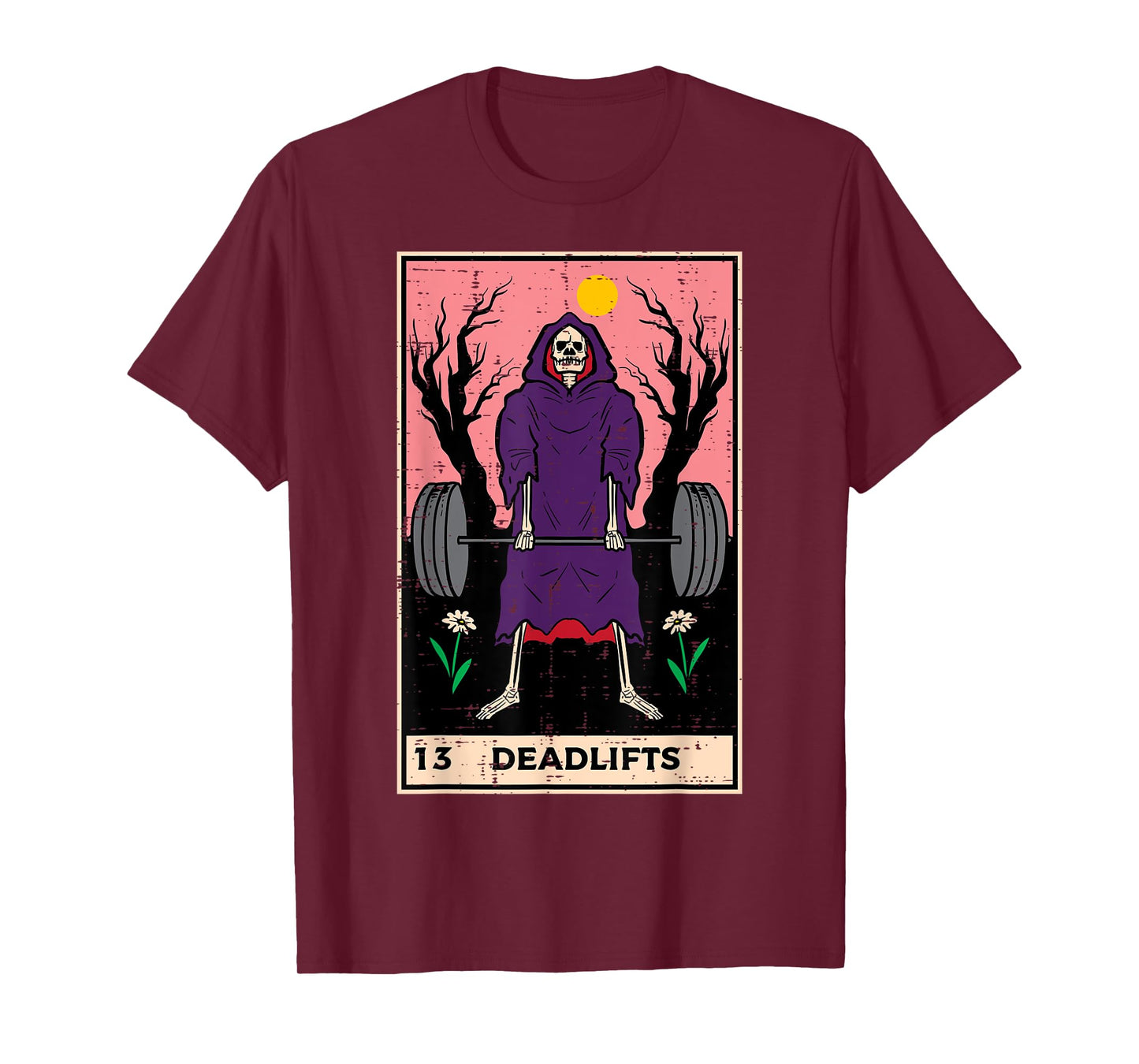 Gym Grim Reaper Tarot Deadlift Fun Workout Fitness Women Men T-Shirt