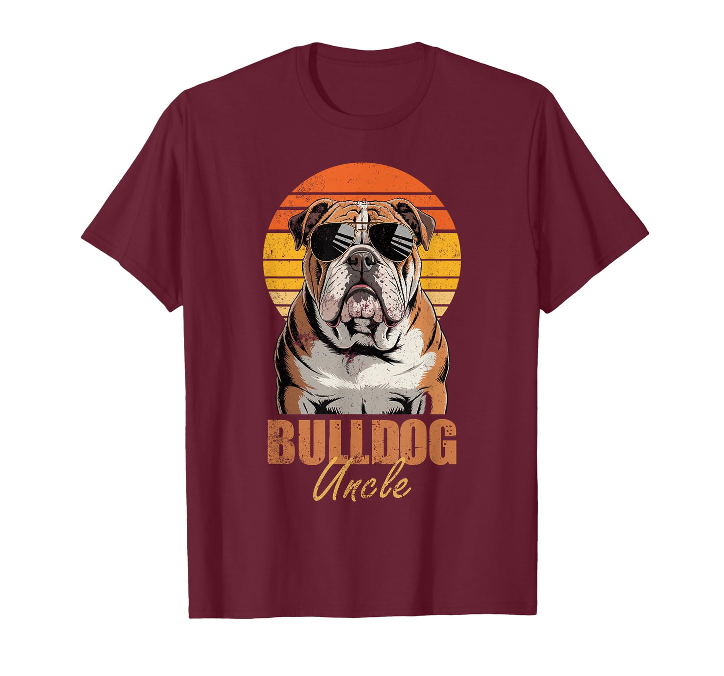 Cool Retro Bulldog Uncle Funny Vintage Dog Lovers T-Shirt